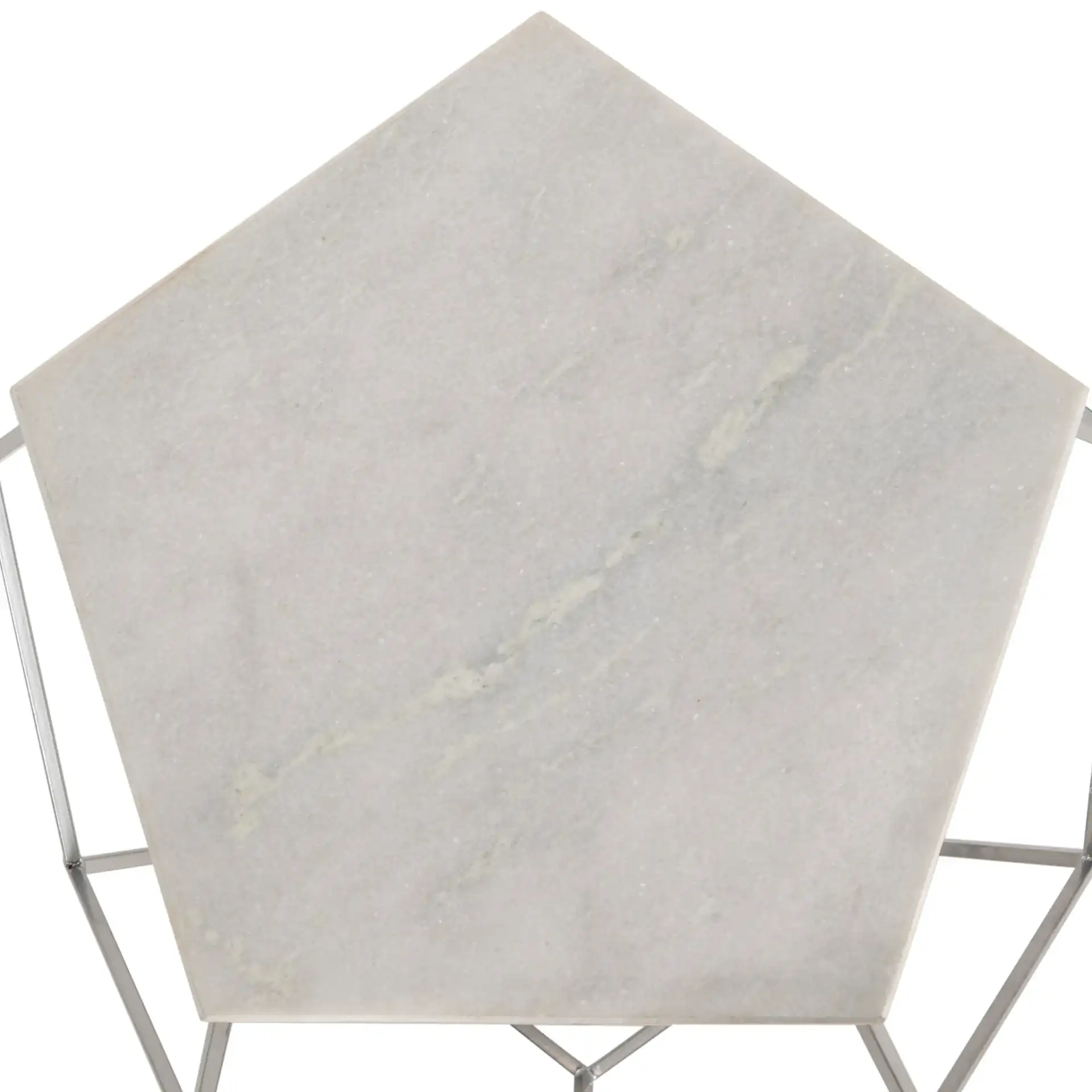 Abella Pentagon Accent Table in Marble / Silver, detail view