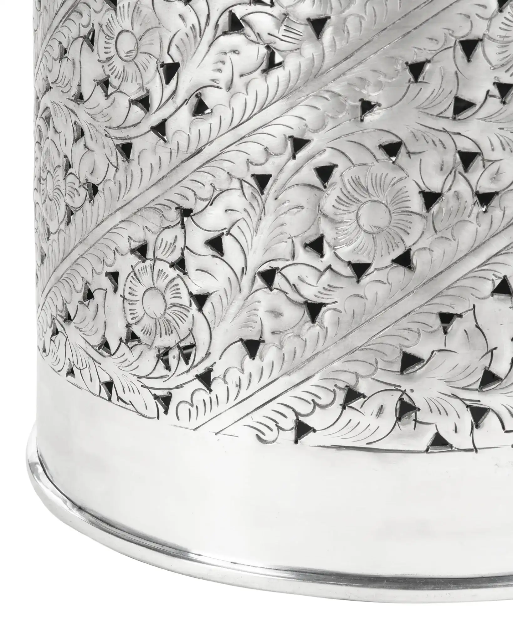 Adrien End Table in Silver, detail view