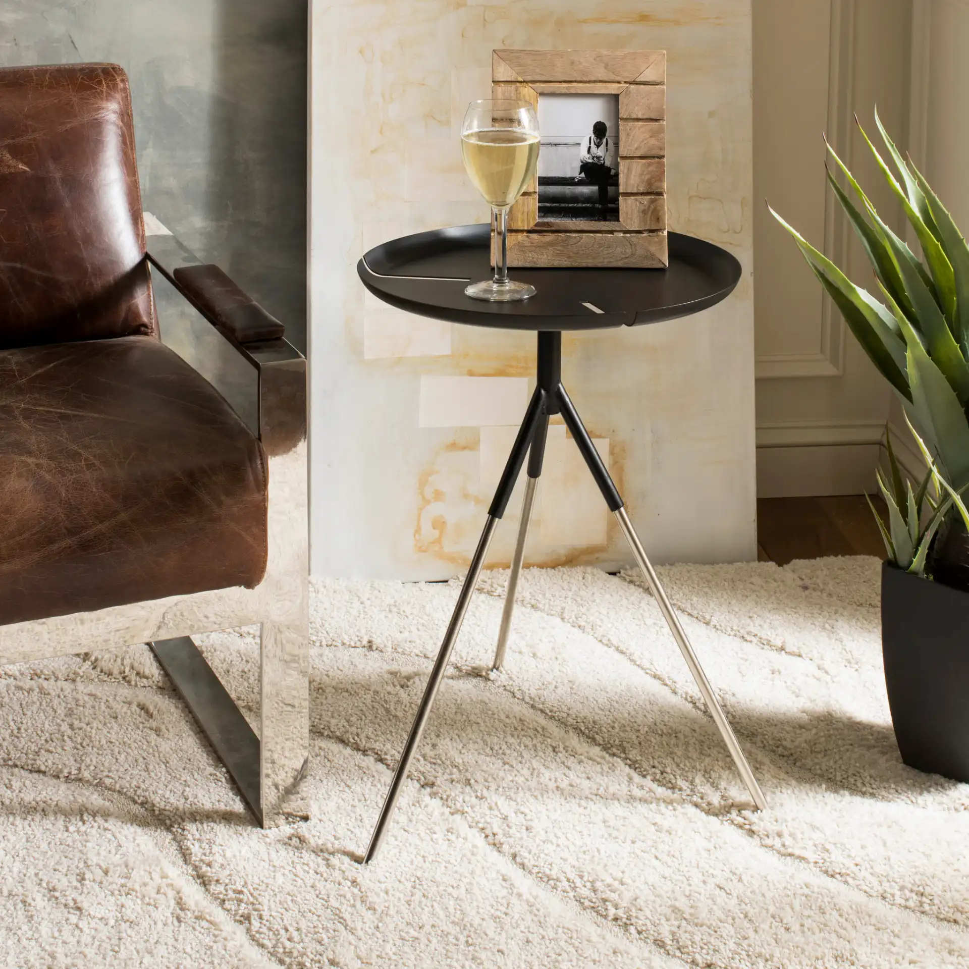 Lark Side Table in Matte Black in a styled room