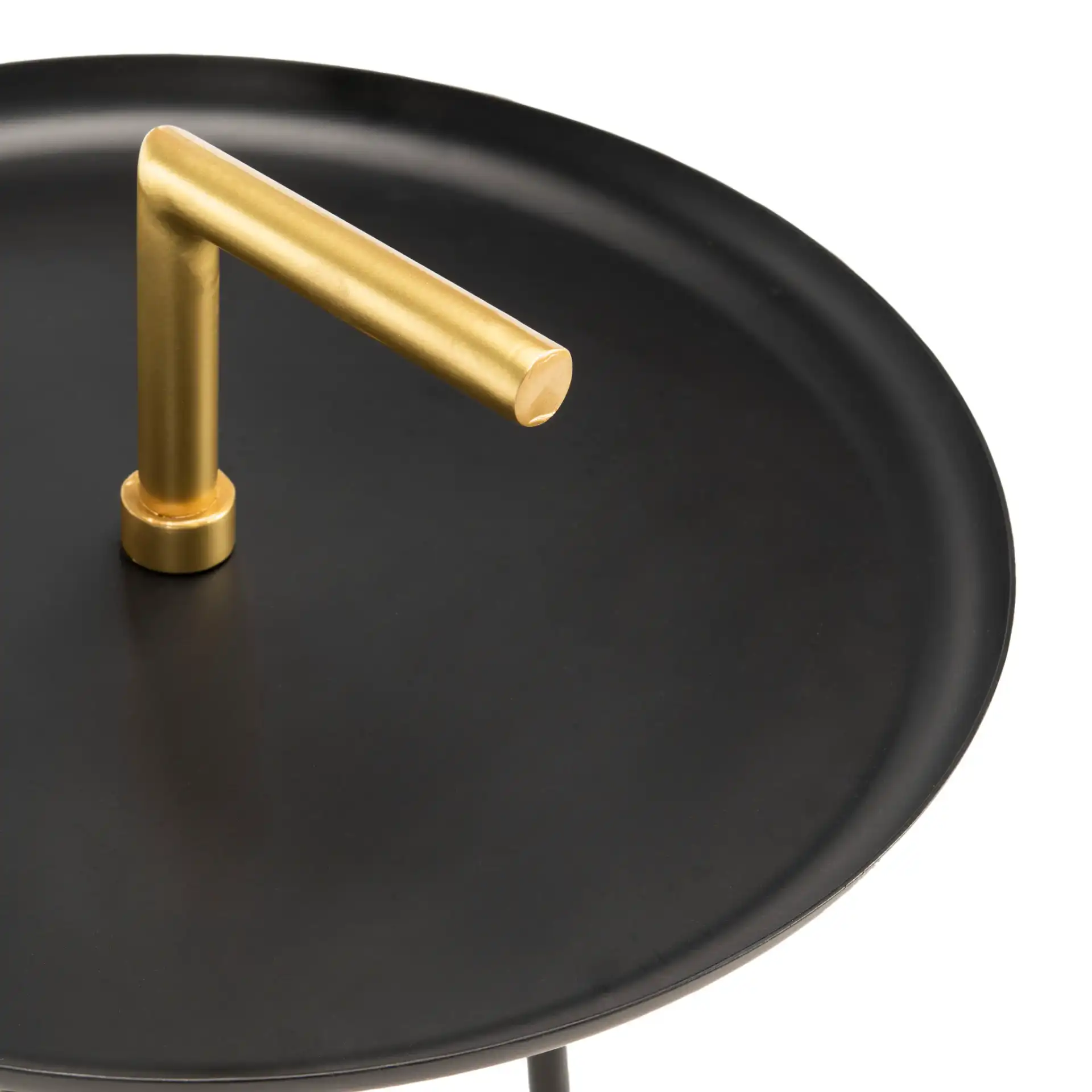 Delia Handle Side Table in Black / Gold in a styled room