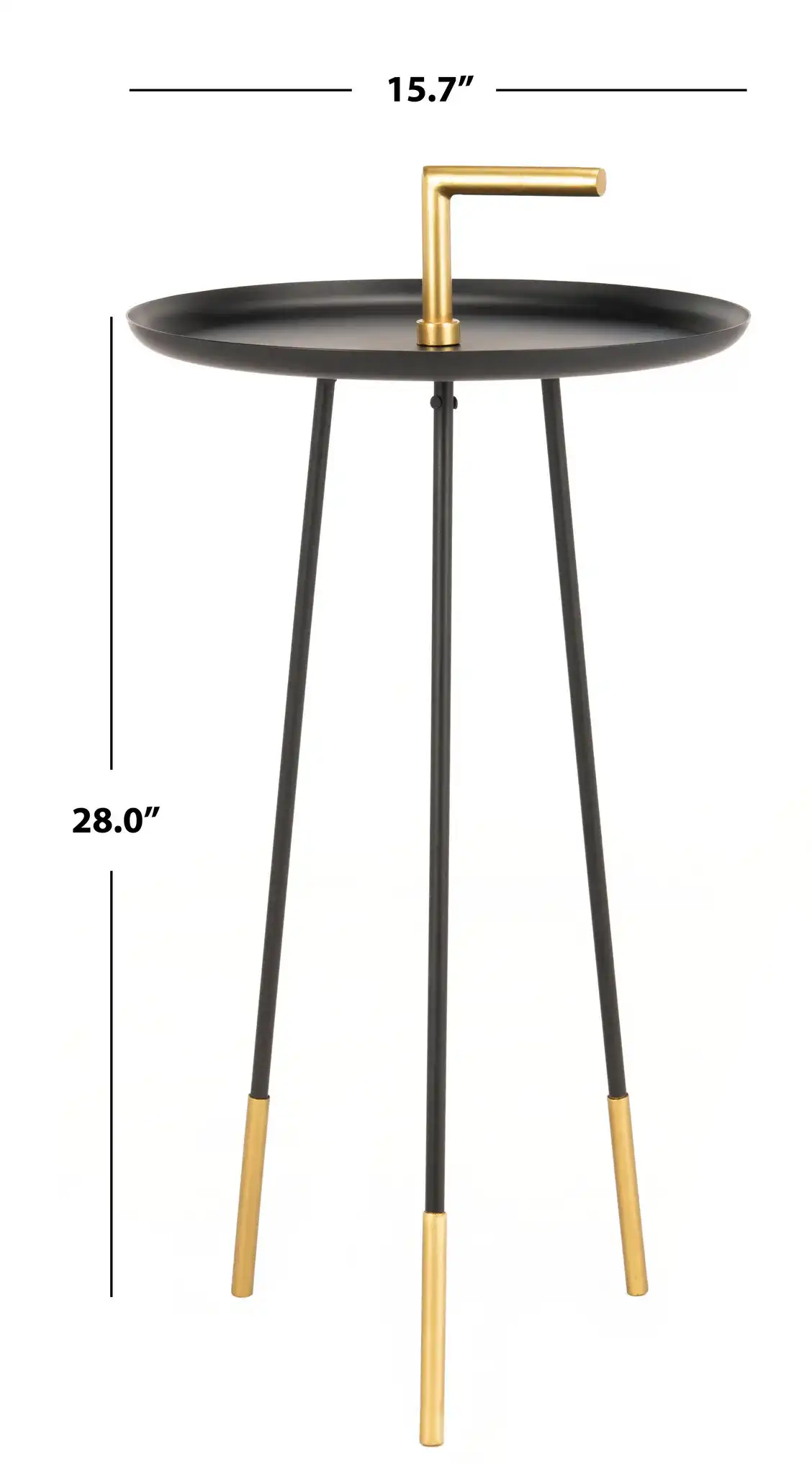 Delia Handle Side Table in Black / Gold, detail view