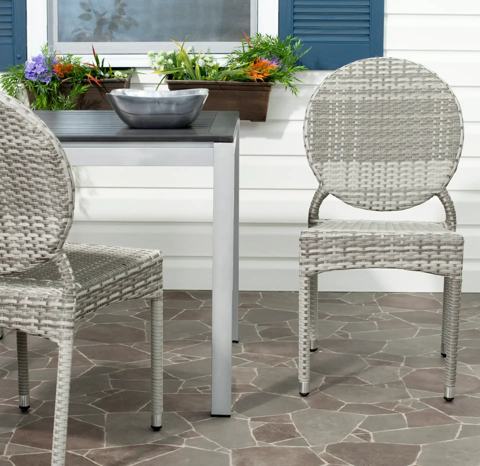 Valdez Stackable Side Chair (Set Of 2) in Gray in a styled room