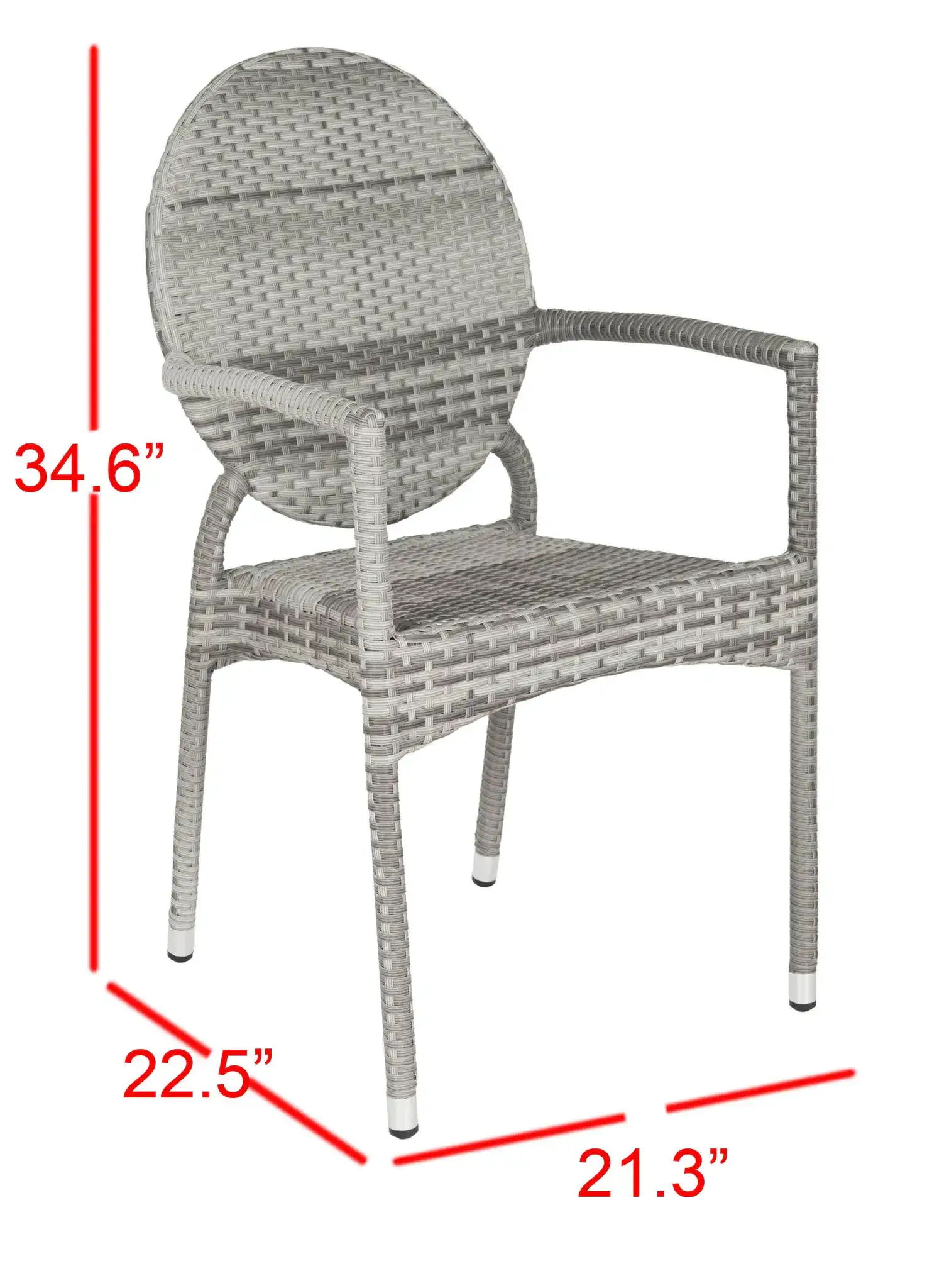 Valdez Stackable Arm Chair (Set of 2) in Gray, detail view