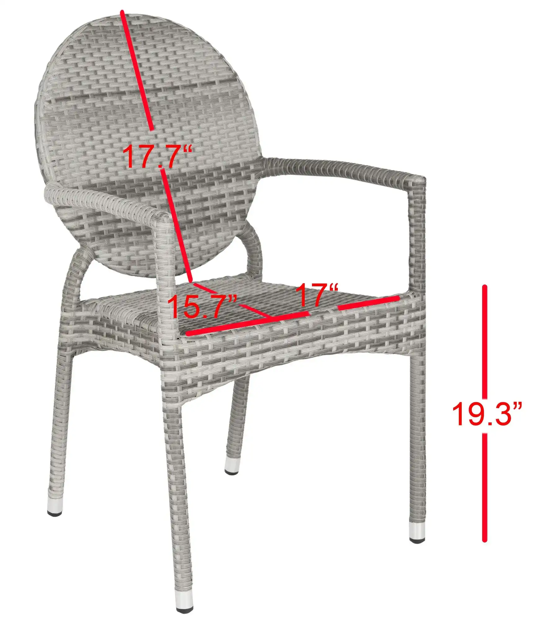 Valdez Stackable Arm Chair (Set of 2) in Gray, detail view