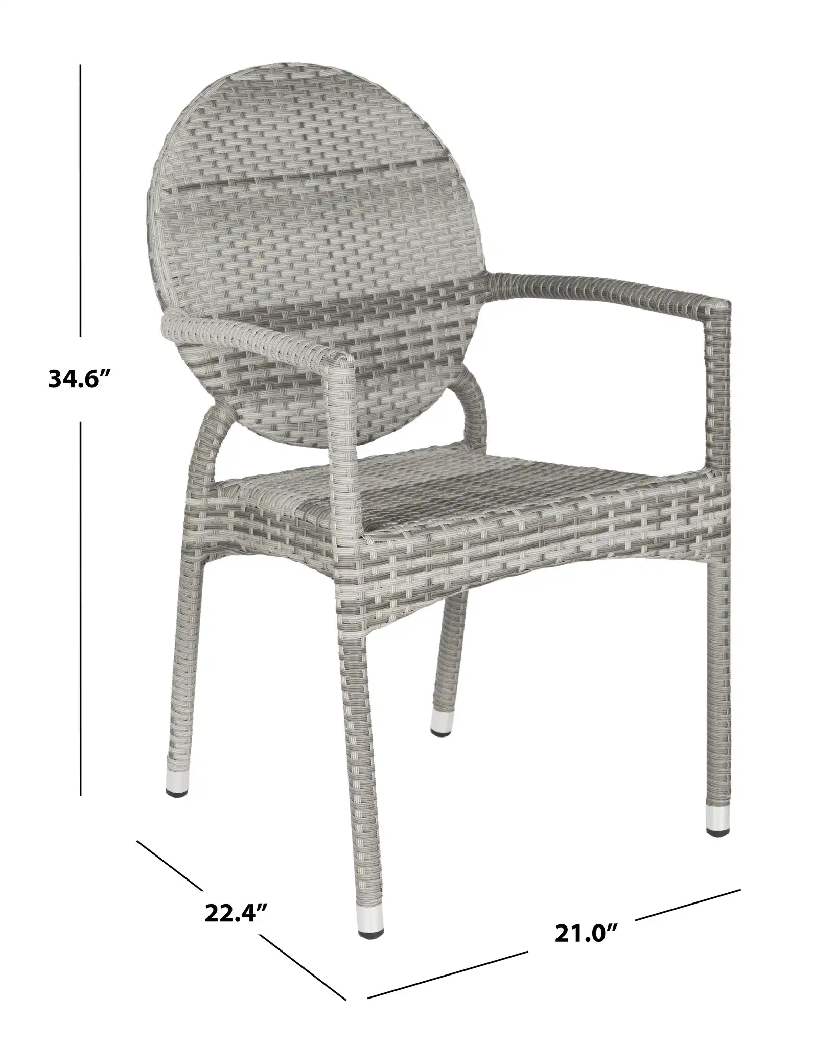 Valdez Stackable Arm Chair (Set of 2) in Gray, detail view