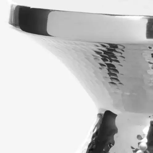 Astrid Small Hammered Stool in Dark Gray, detail view