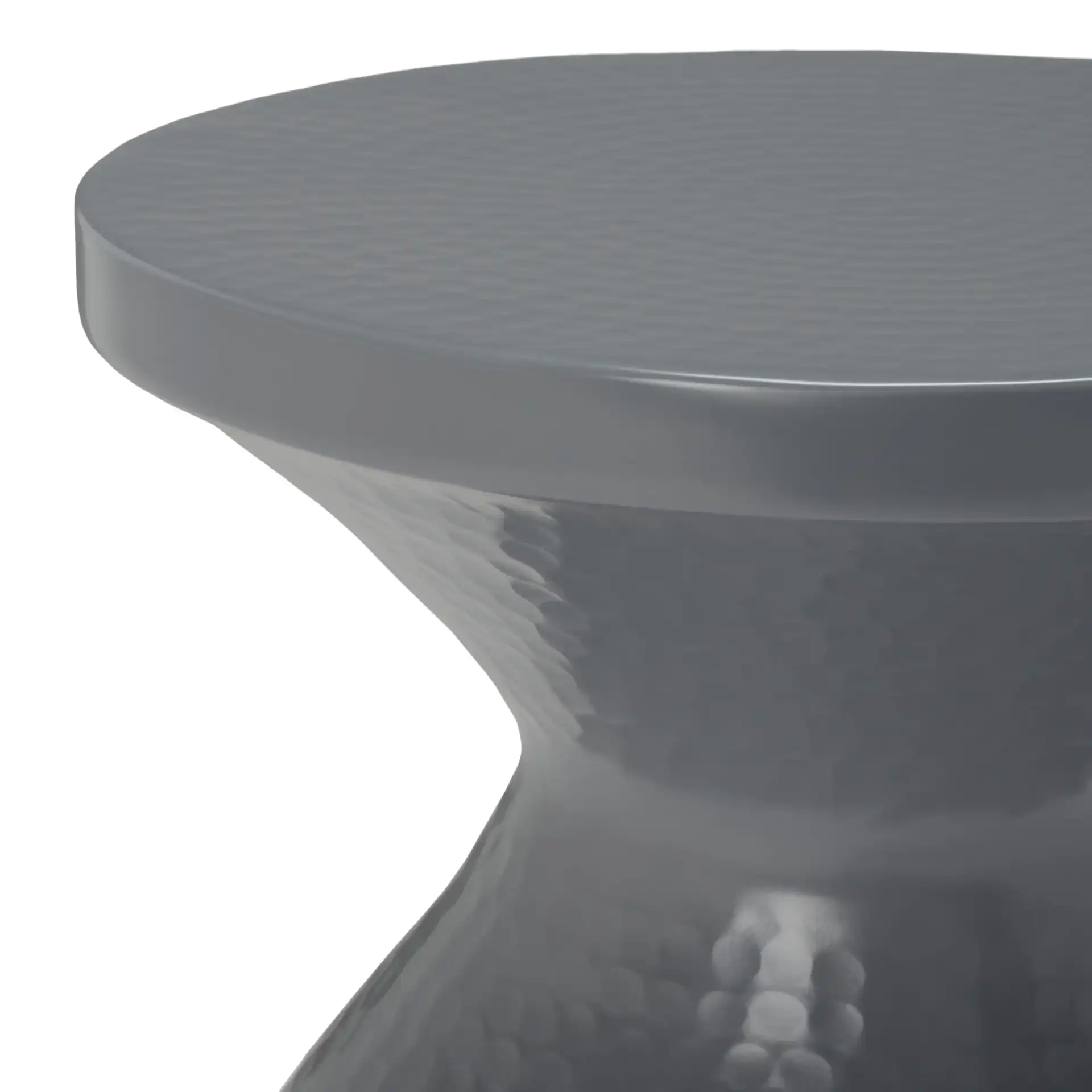 Astrid Small Hammered Stool in Dark Gray in a styled room