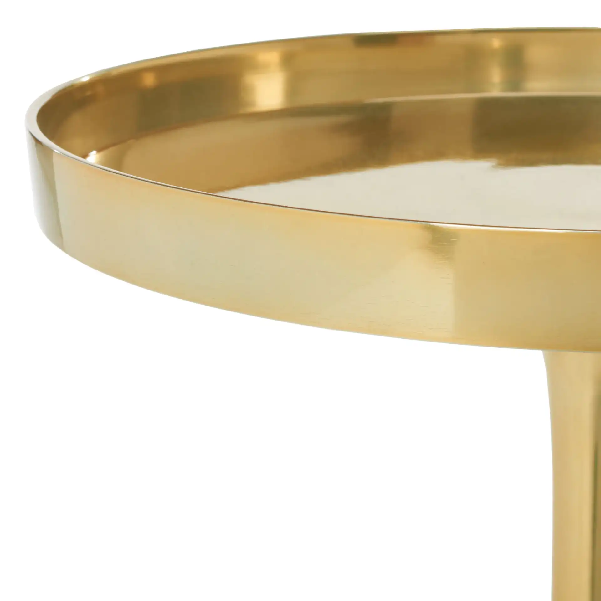 Corvus Round Side Table in Antique Brass in a styled room