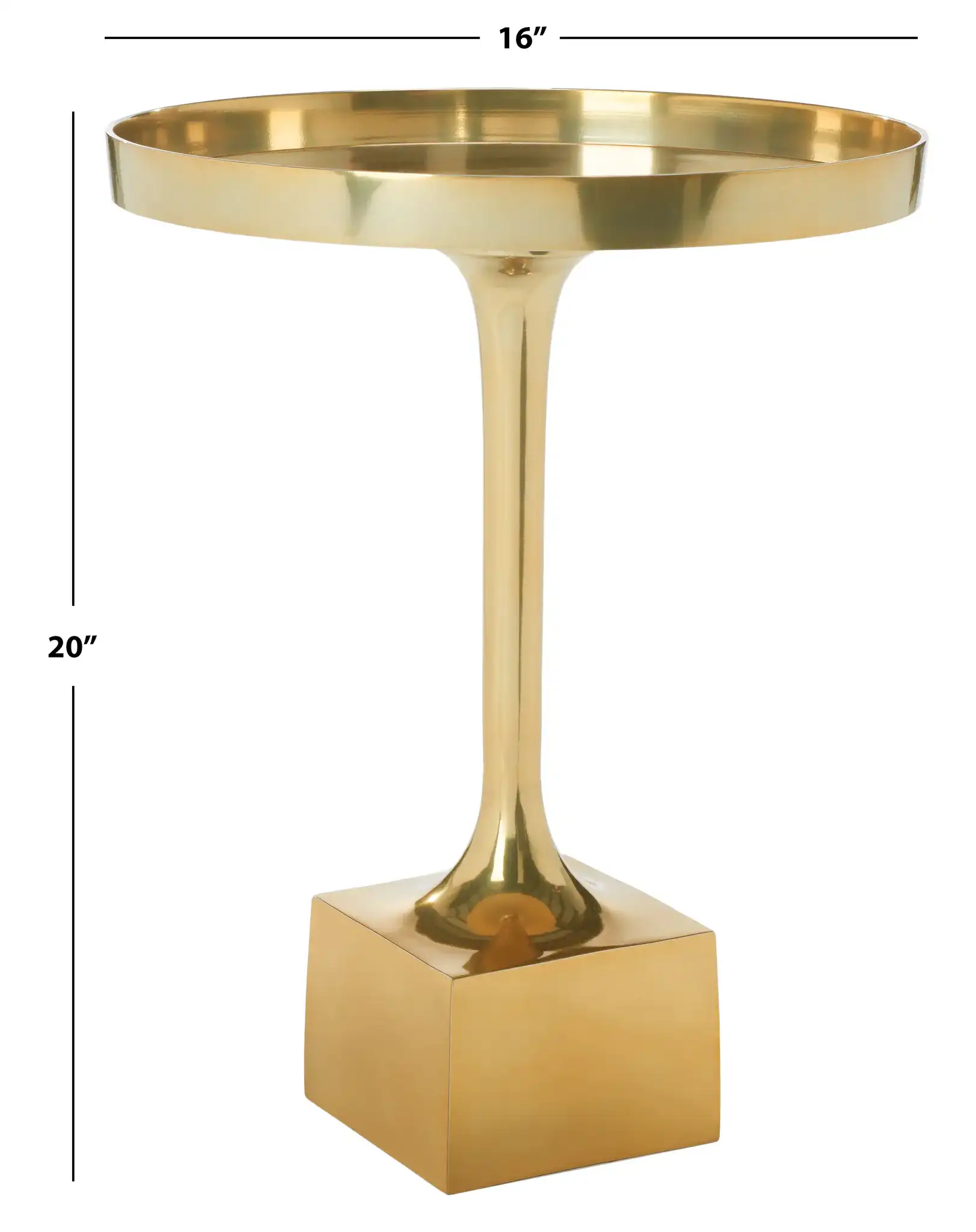Corvus Round Side Table in Antique Brass, detail view