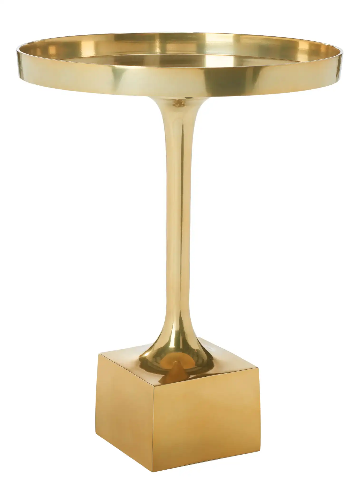 Corvus Round Side Table in Antique Brass, detail view
