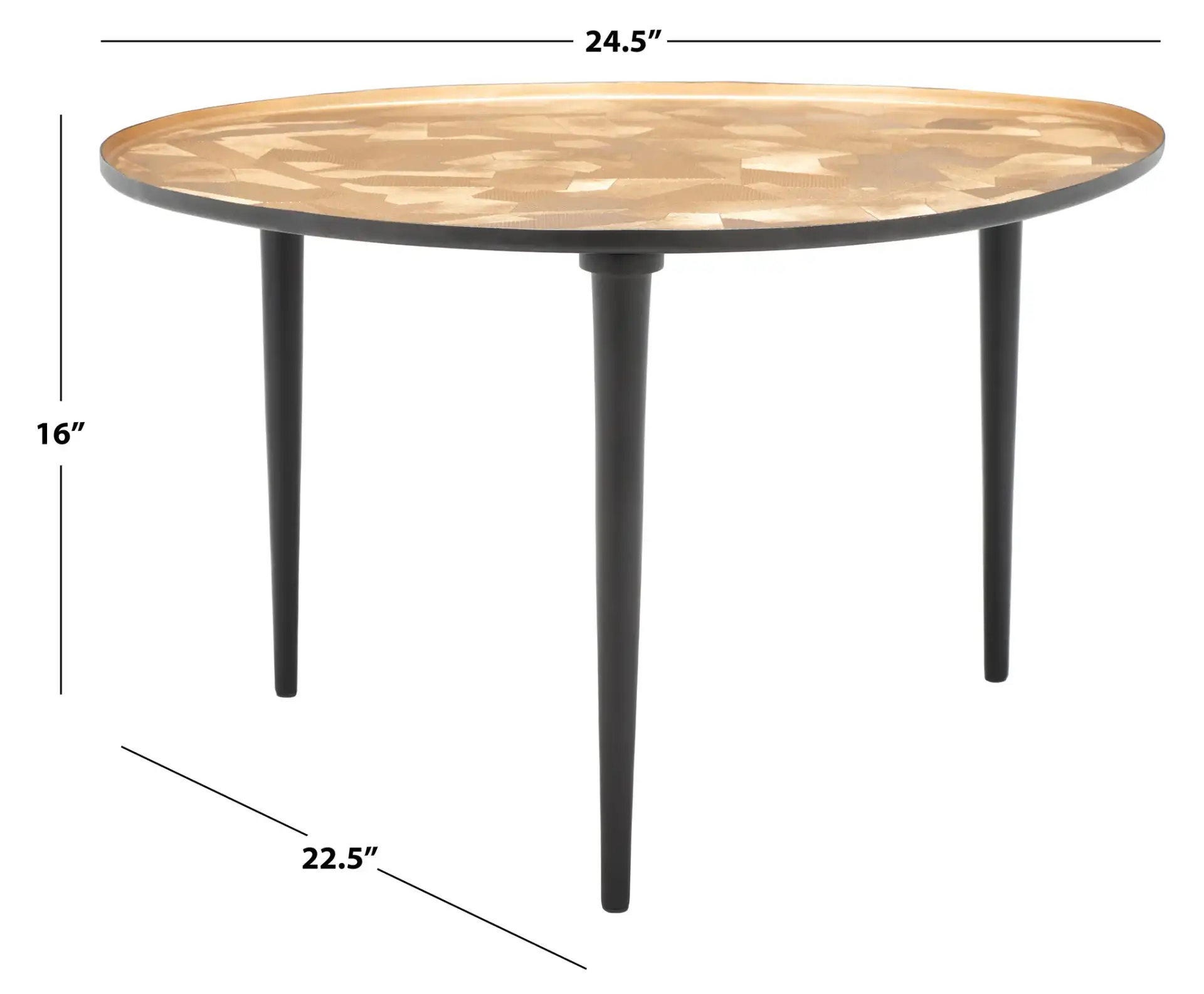 Hera Oval Side Table in Taupe / Black, detail view