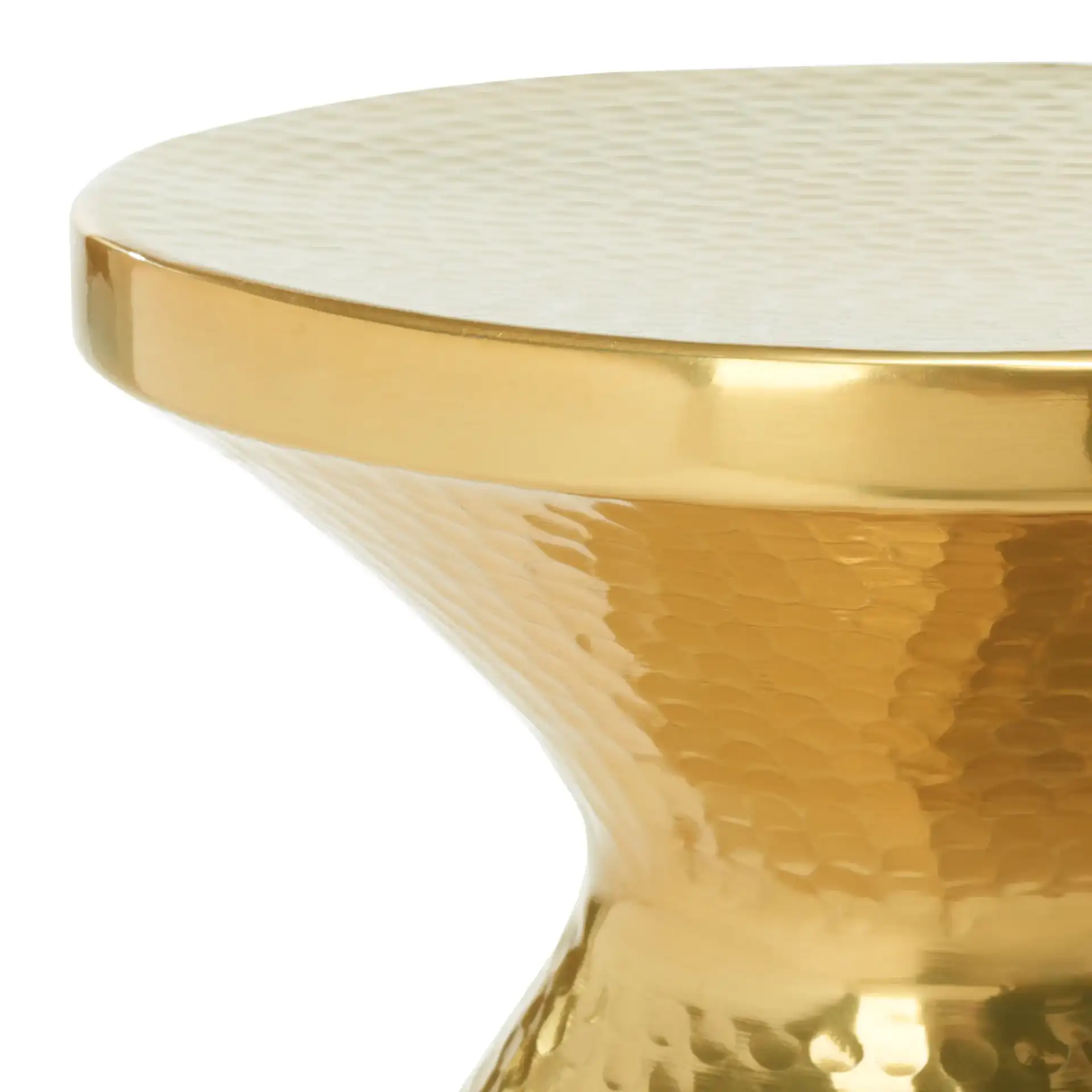 Janus Hammered Stool in Gold in a styled room