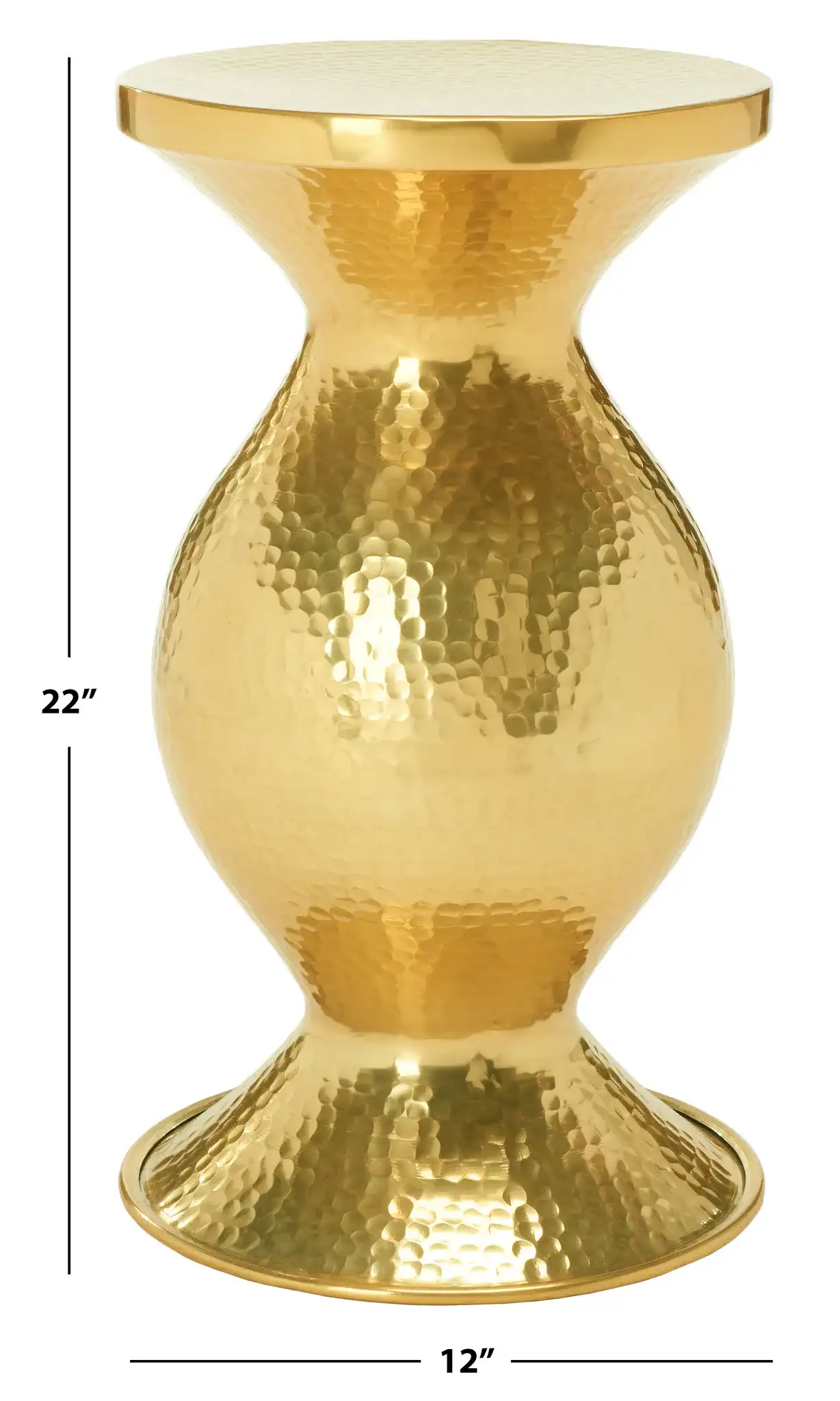 Janus Hammered Stool in Gold, detail view