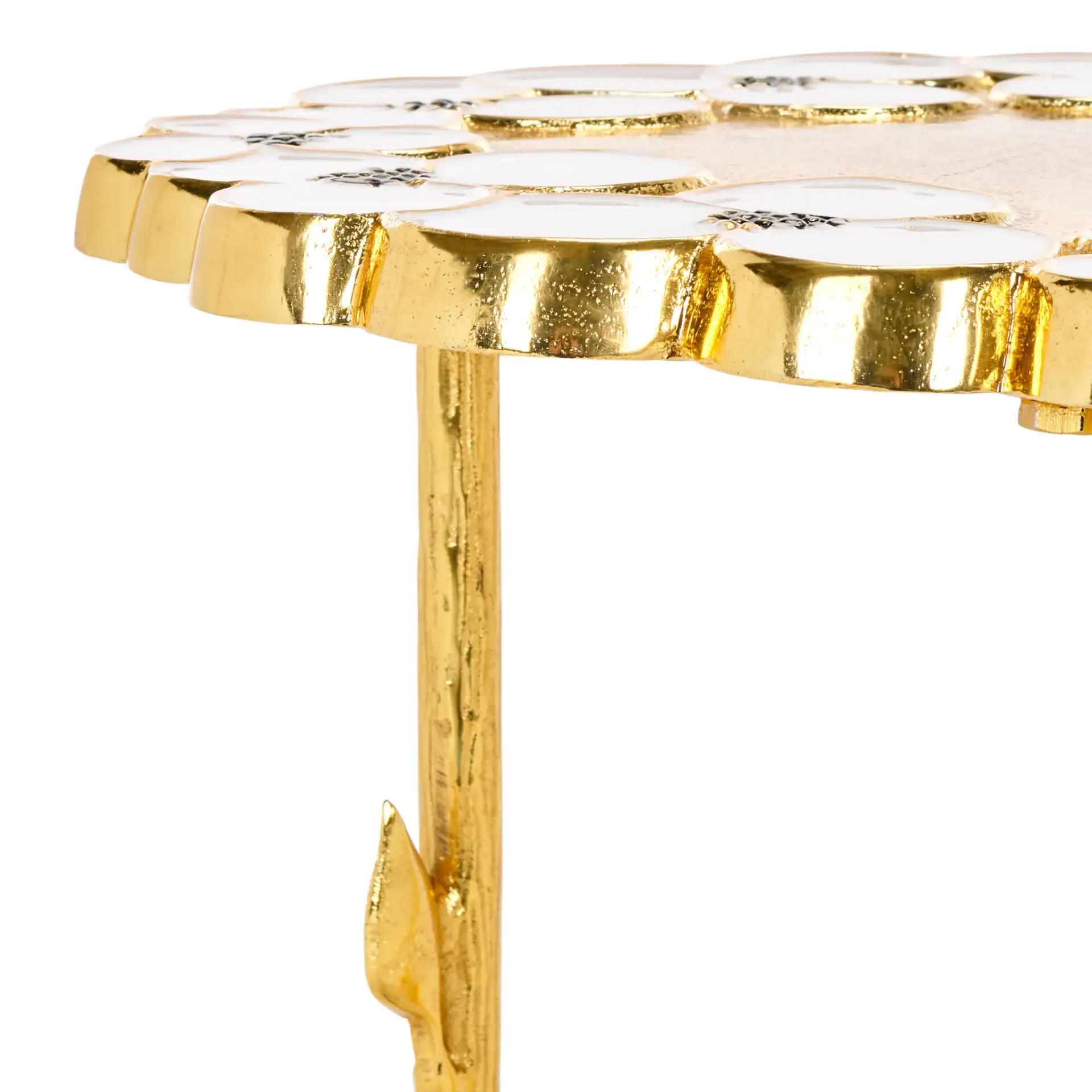 Florance Accent Table in Gold / White in a styled room