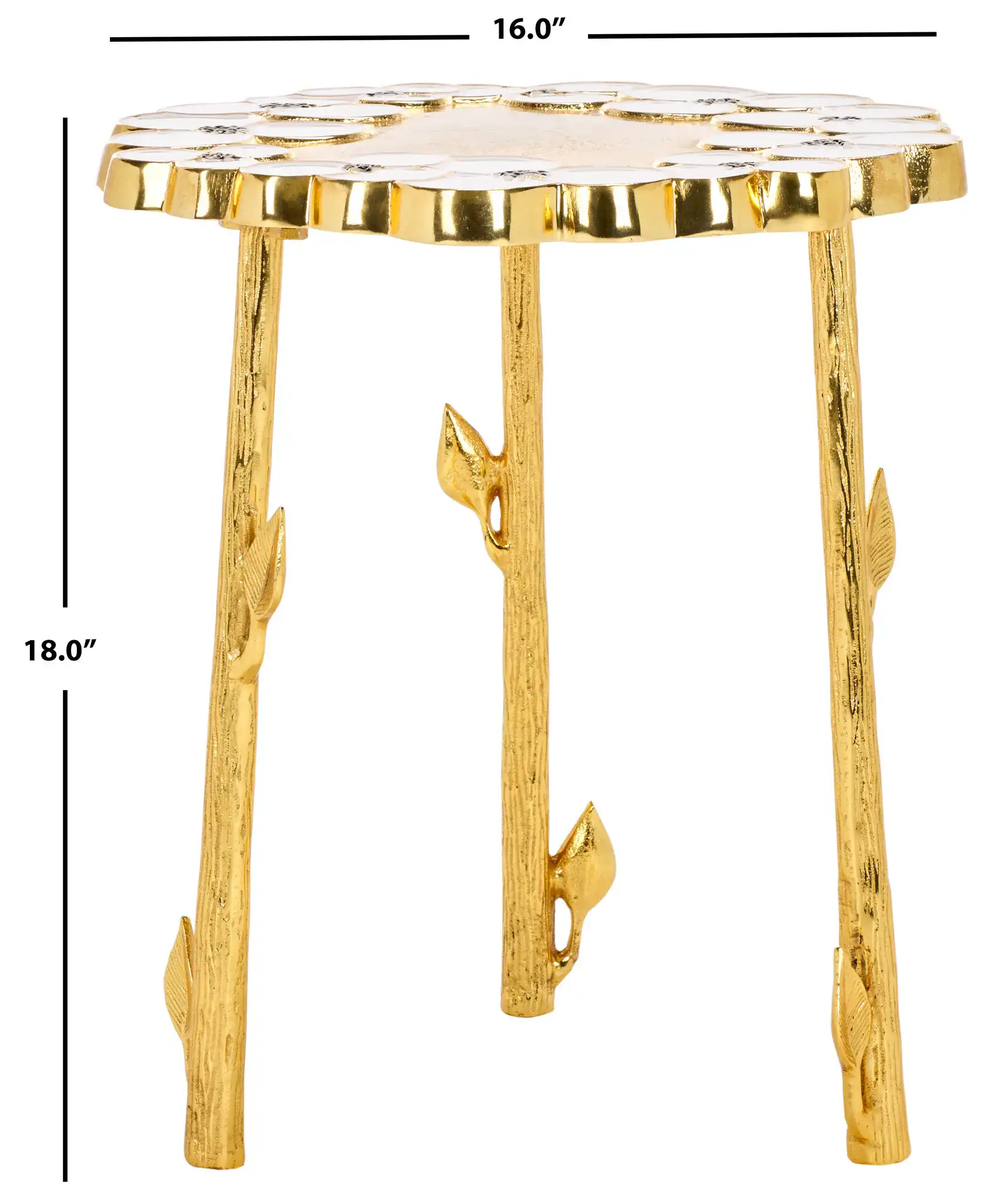 Florance Accent Table in Gold / White, detail view