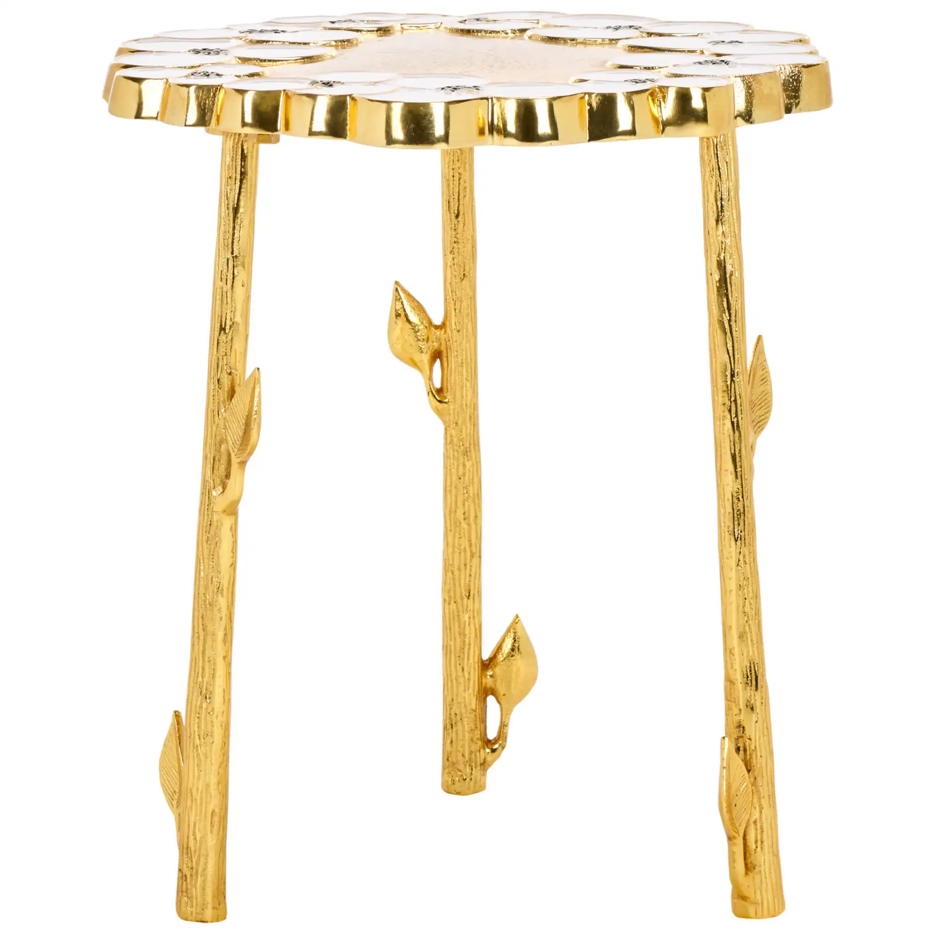 Florance Accent Table in Gold / White, detail view