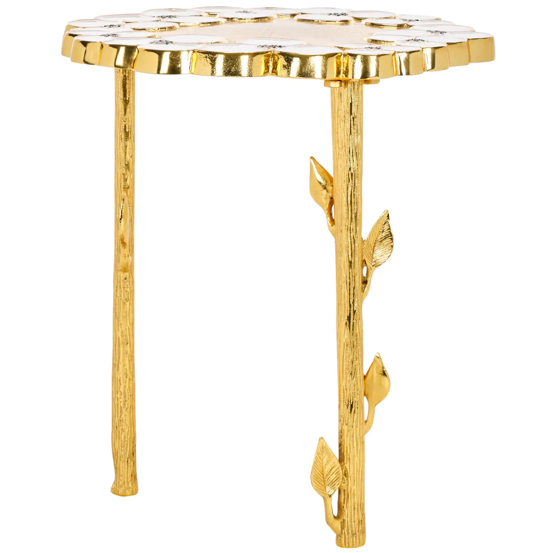 Florance Accent Table in Gold / White, detail view