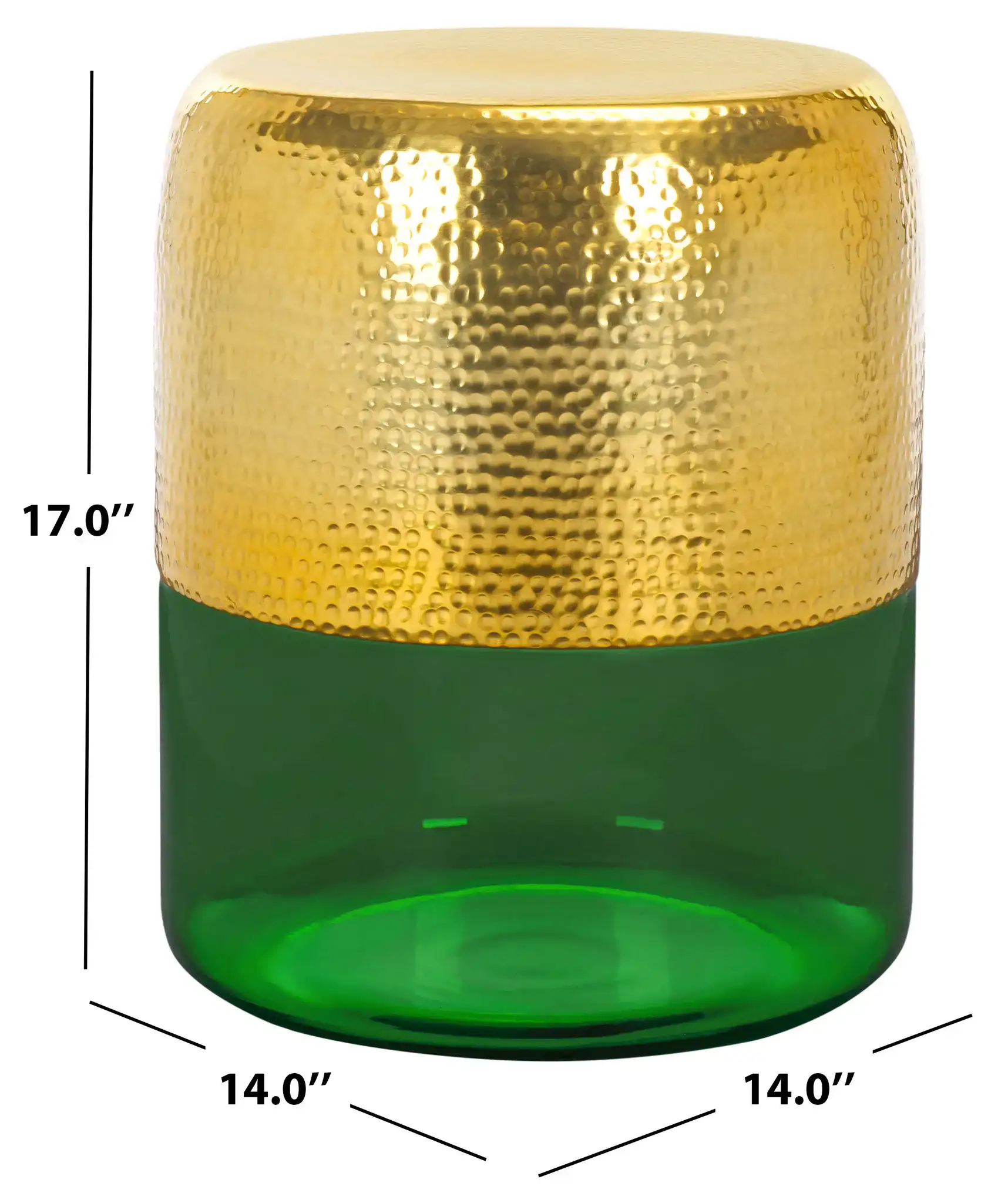 Saanvi Round Accent Table in Champagne Gold / Green, detail view