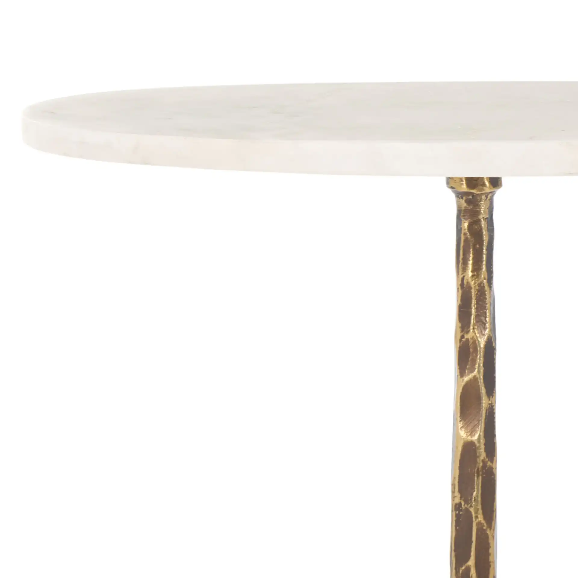 Sizia Round Accent Table in White Marble / Antique Brass in a styled room