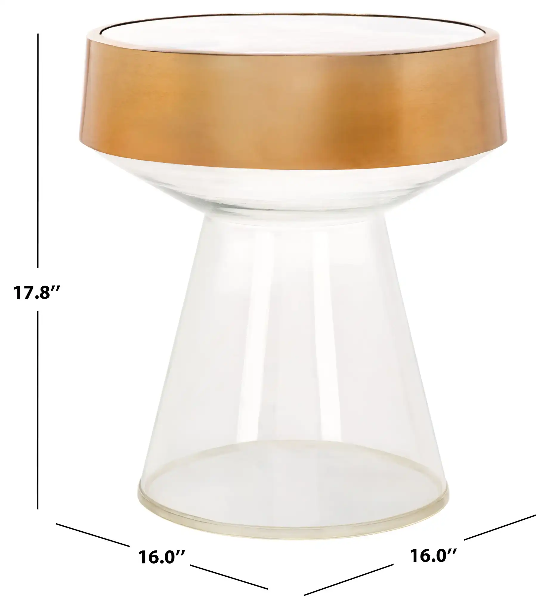Szabo Round Accent Table in Gold / Clear, detail view