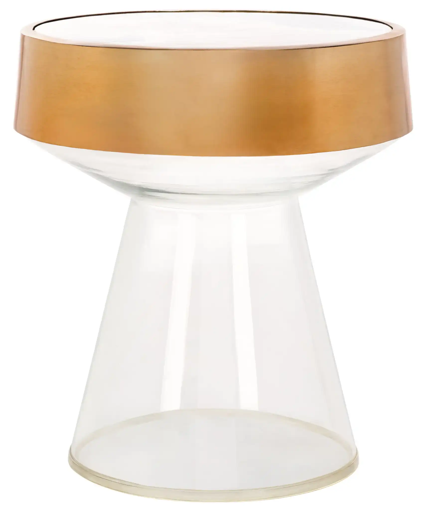 Szabo Round Accent Table in Gold / Clear