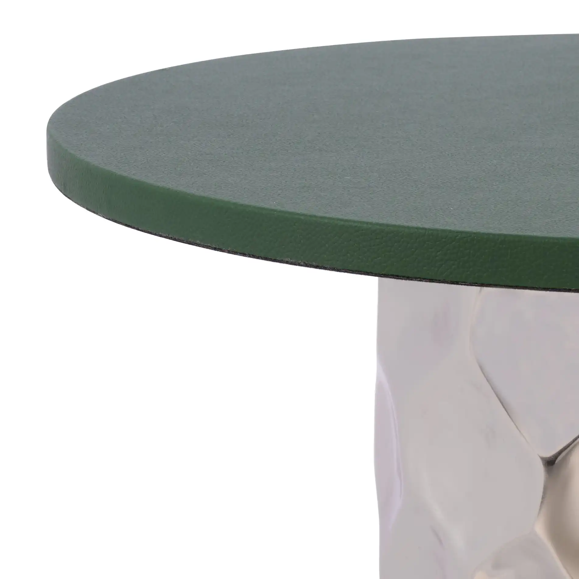 Hasu Round Side Table in Green / Silver in a styled room