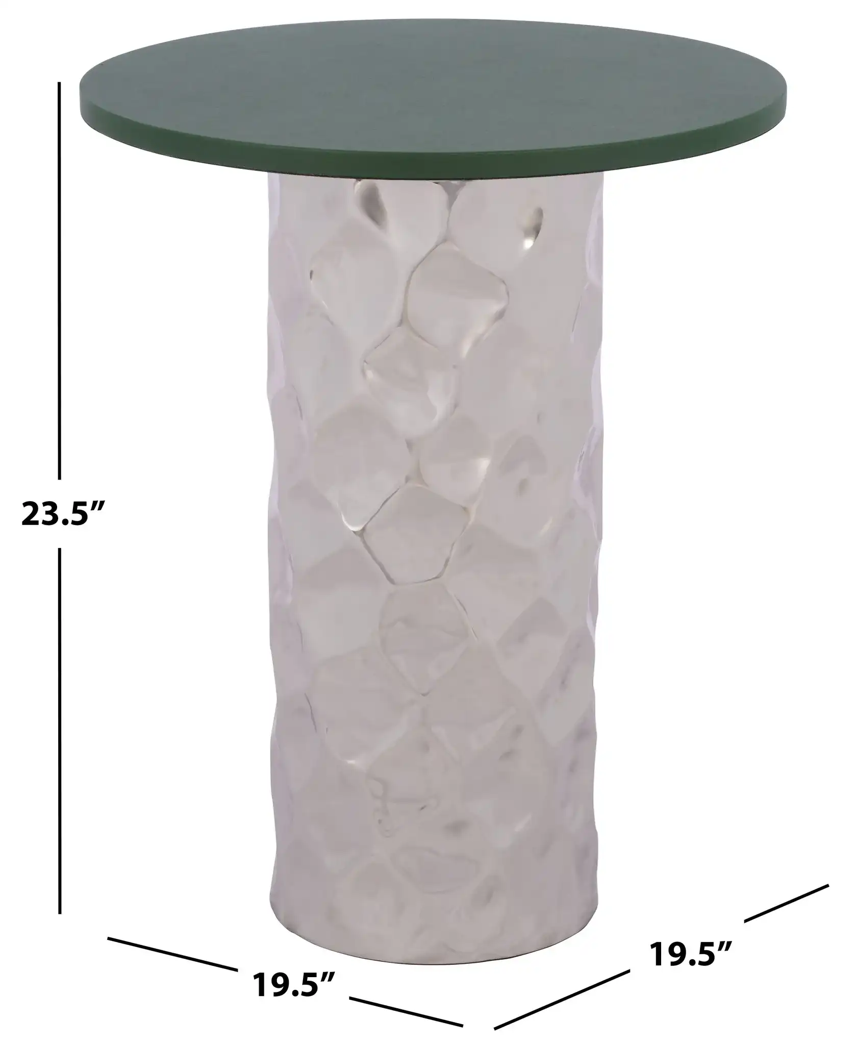 Hasu Round Side Table in Green / Silver, detail view