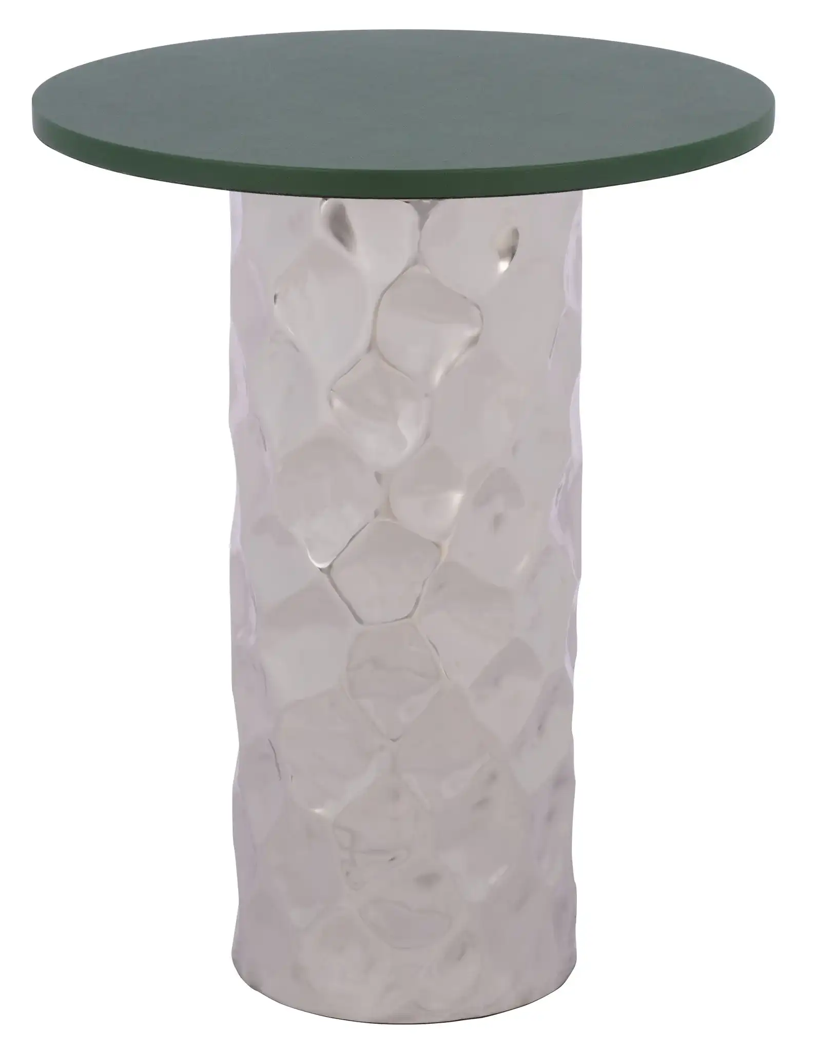 Hasu Round Side Table in Green / Silver