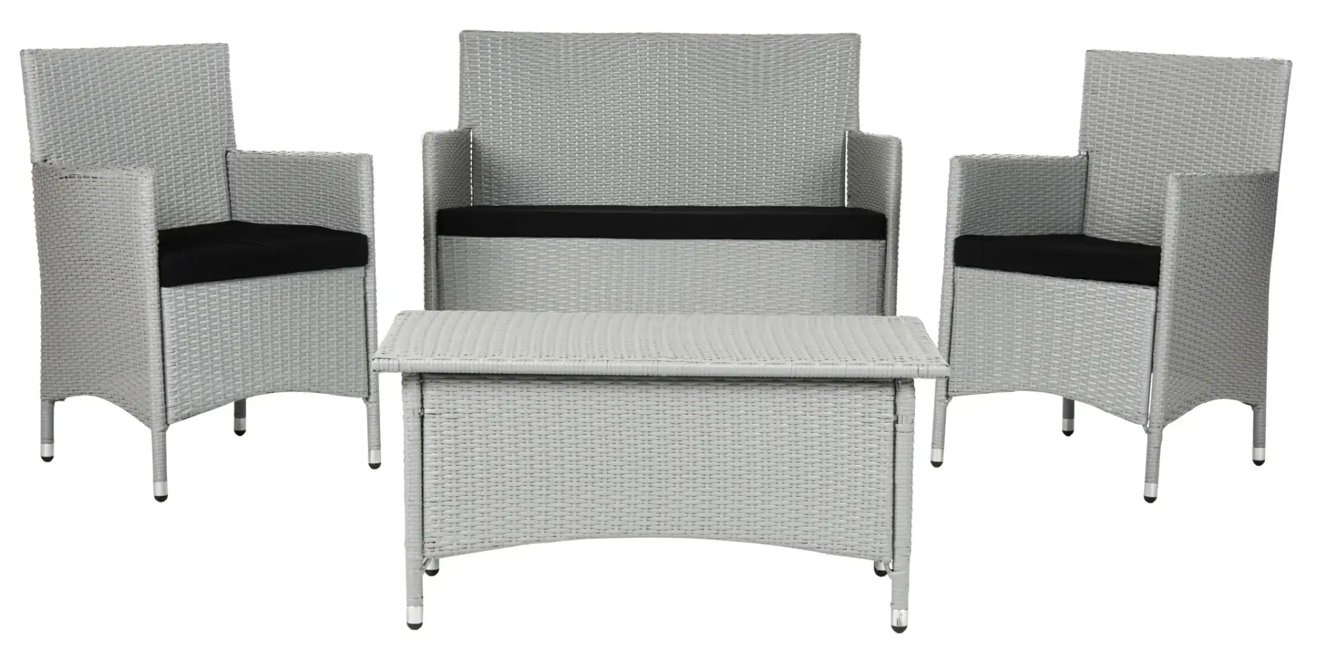 Mojavi Four-Piece Wicker Set in Gray / Black
