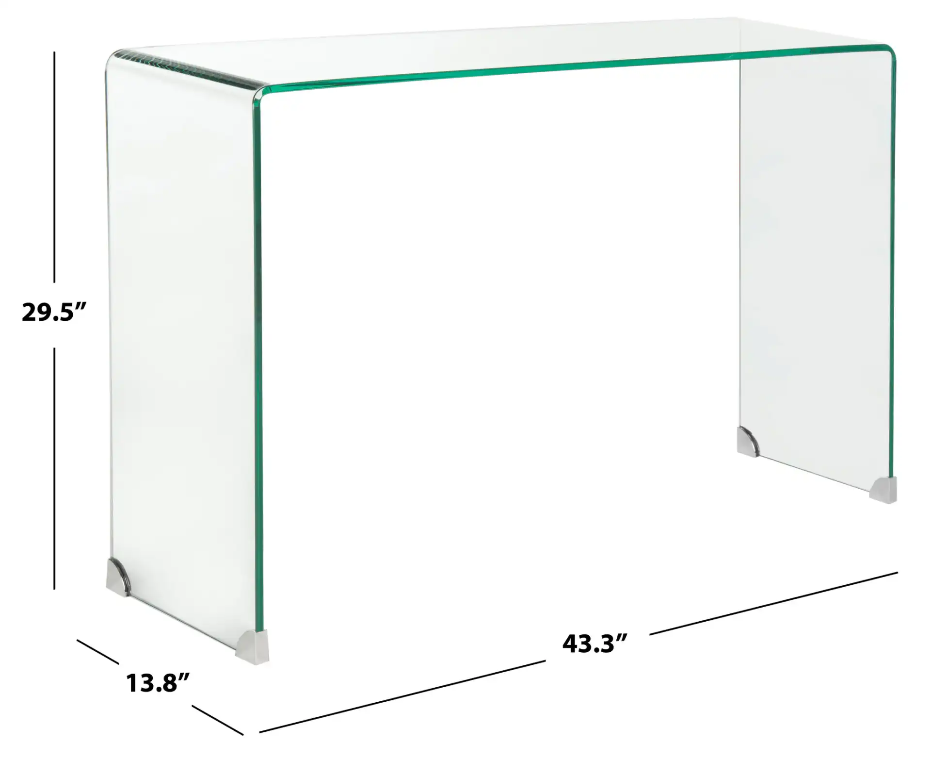 Ambler Glass Console Table in Clear, detail view