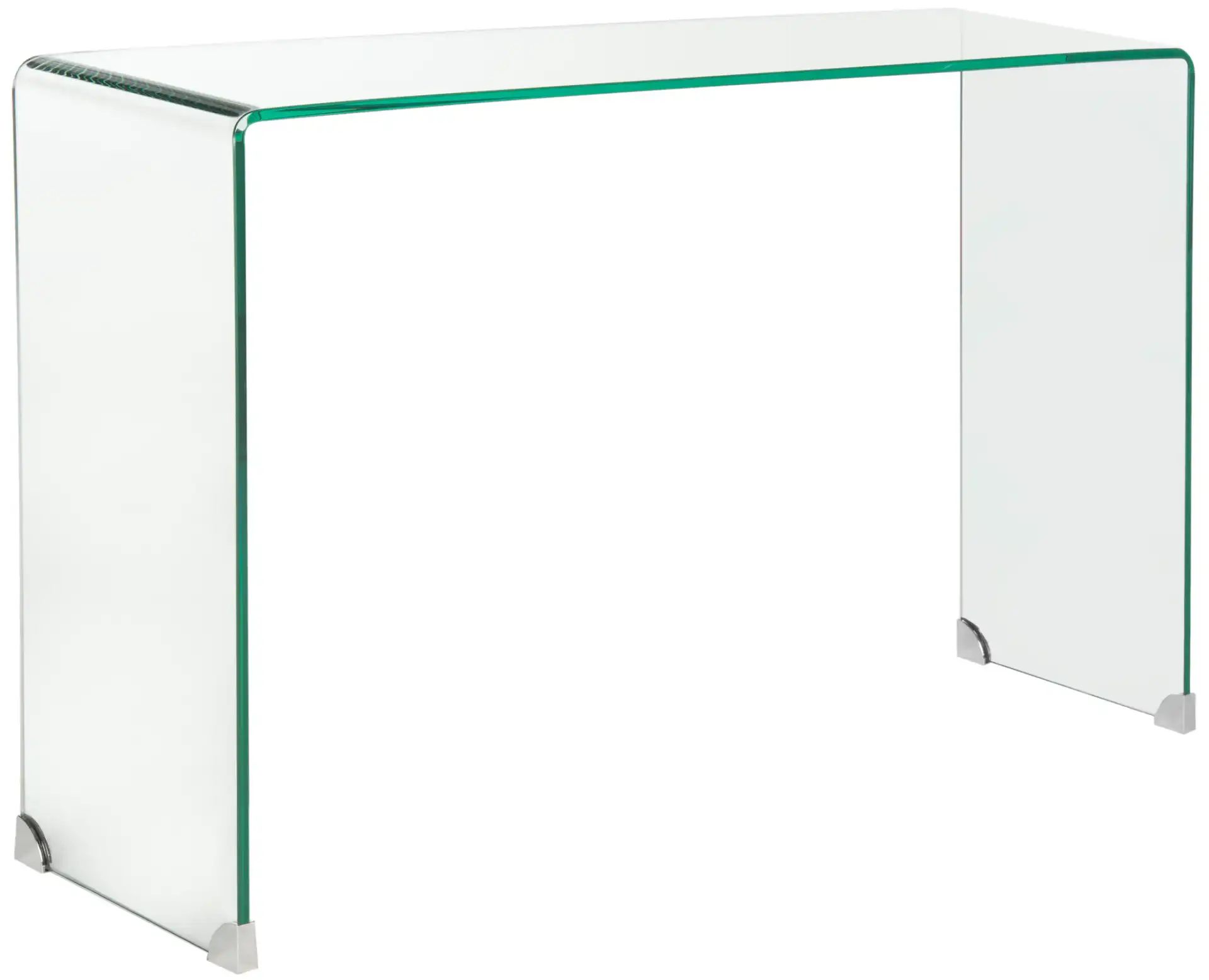 Ambler Glass Console Table in Clear, detail view