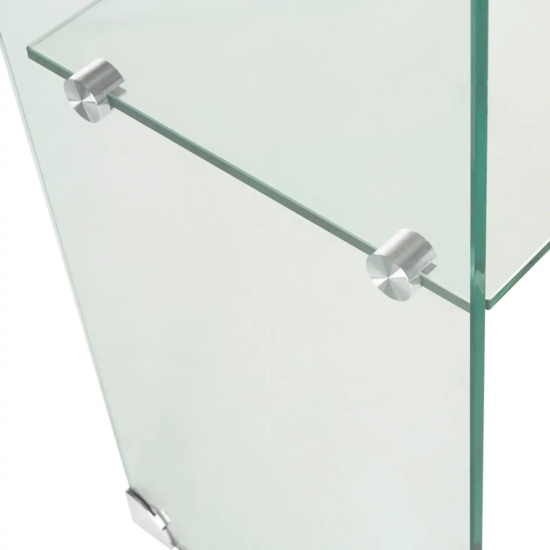 Hollis Glass Console Table in Clear in a styled room