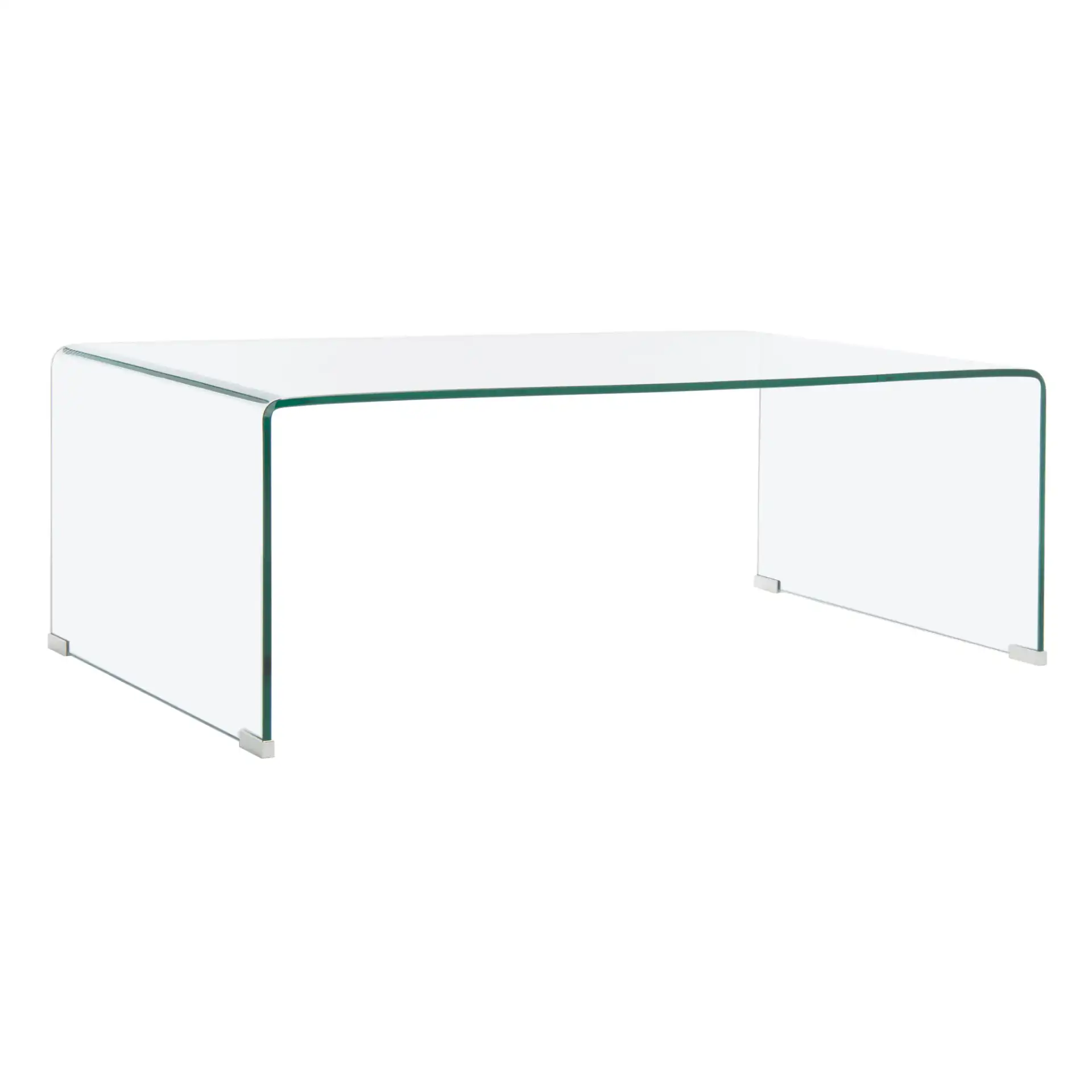 Willow Glass Coffee Table in Clear, detail view