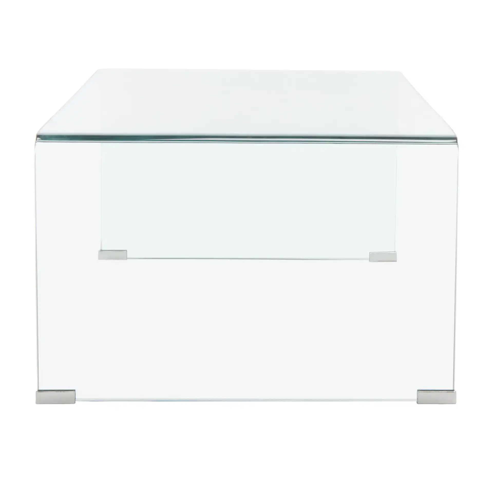 Willow Glass Coffee Table in Clear, detail view