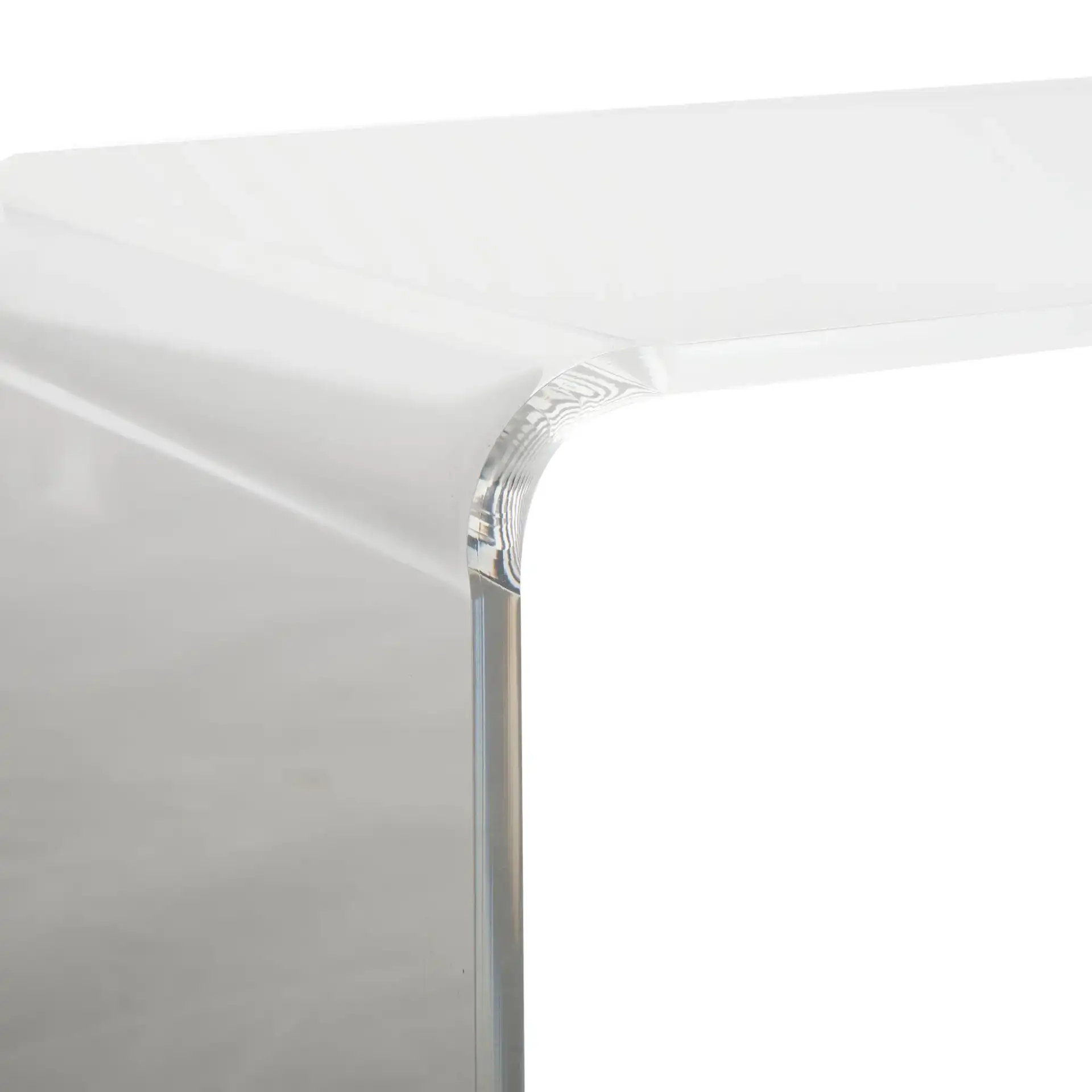 Atka Acrylic Coffee Table in Clear in a styled room