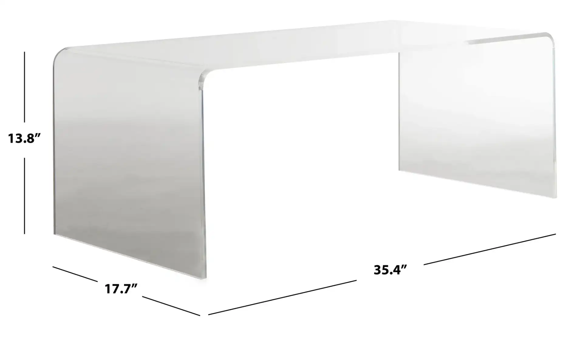 Atka Acrylic Coffee Table in Clear, detail view