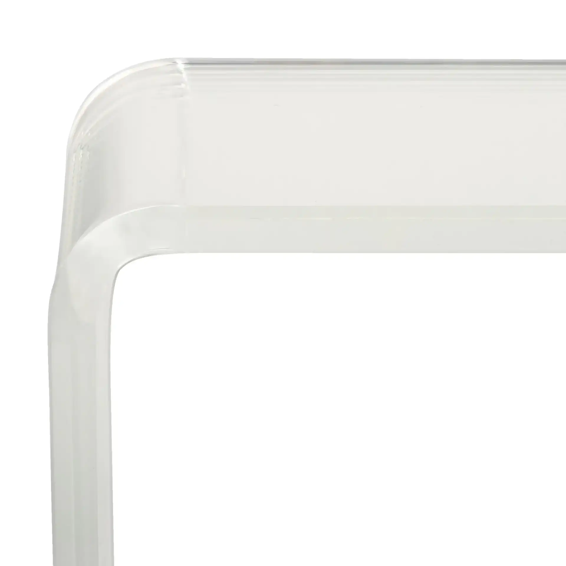 Atka Acrylic Console Table in Clear in a styled room