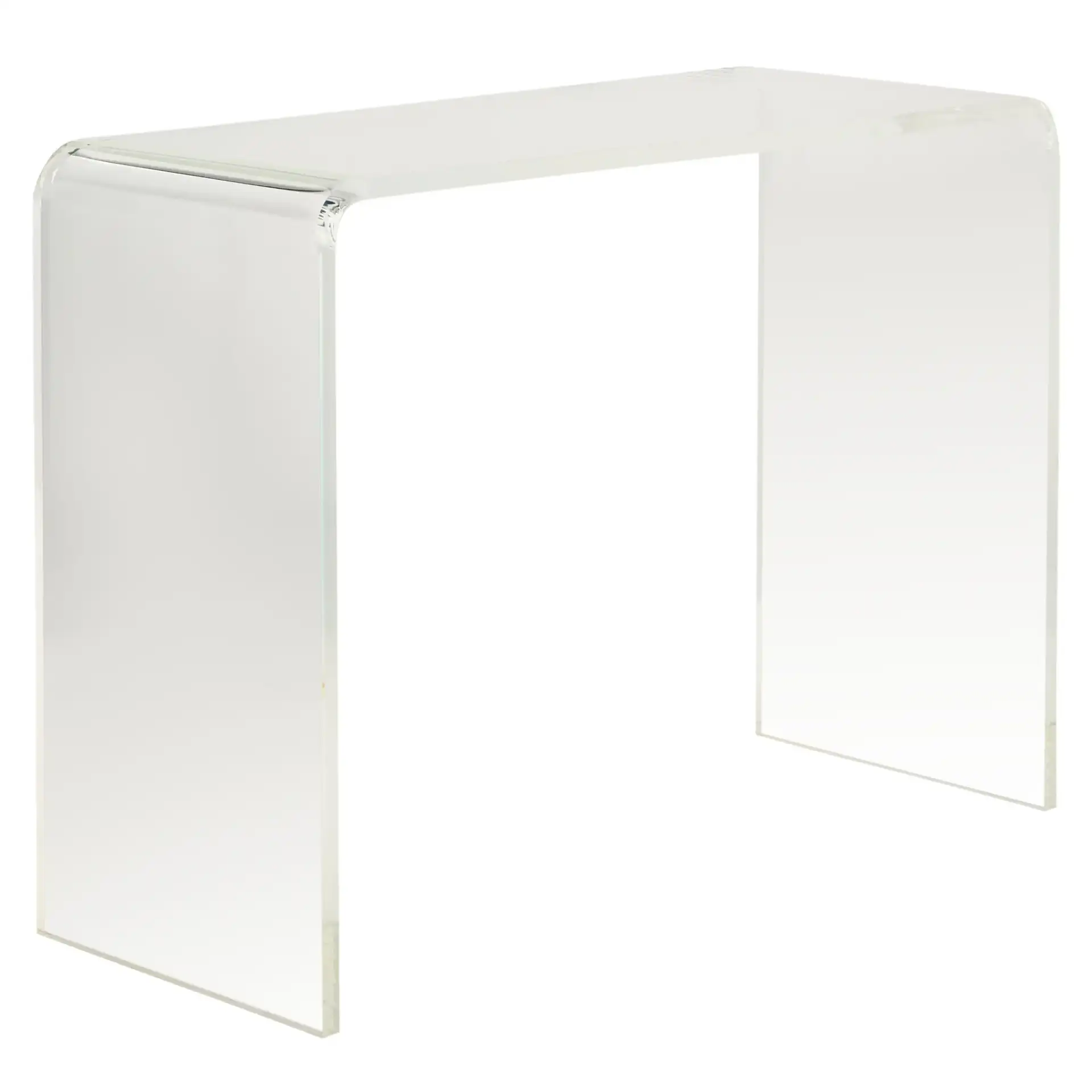Atka Acrylic Console Table in Clear, detail view