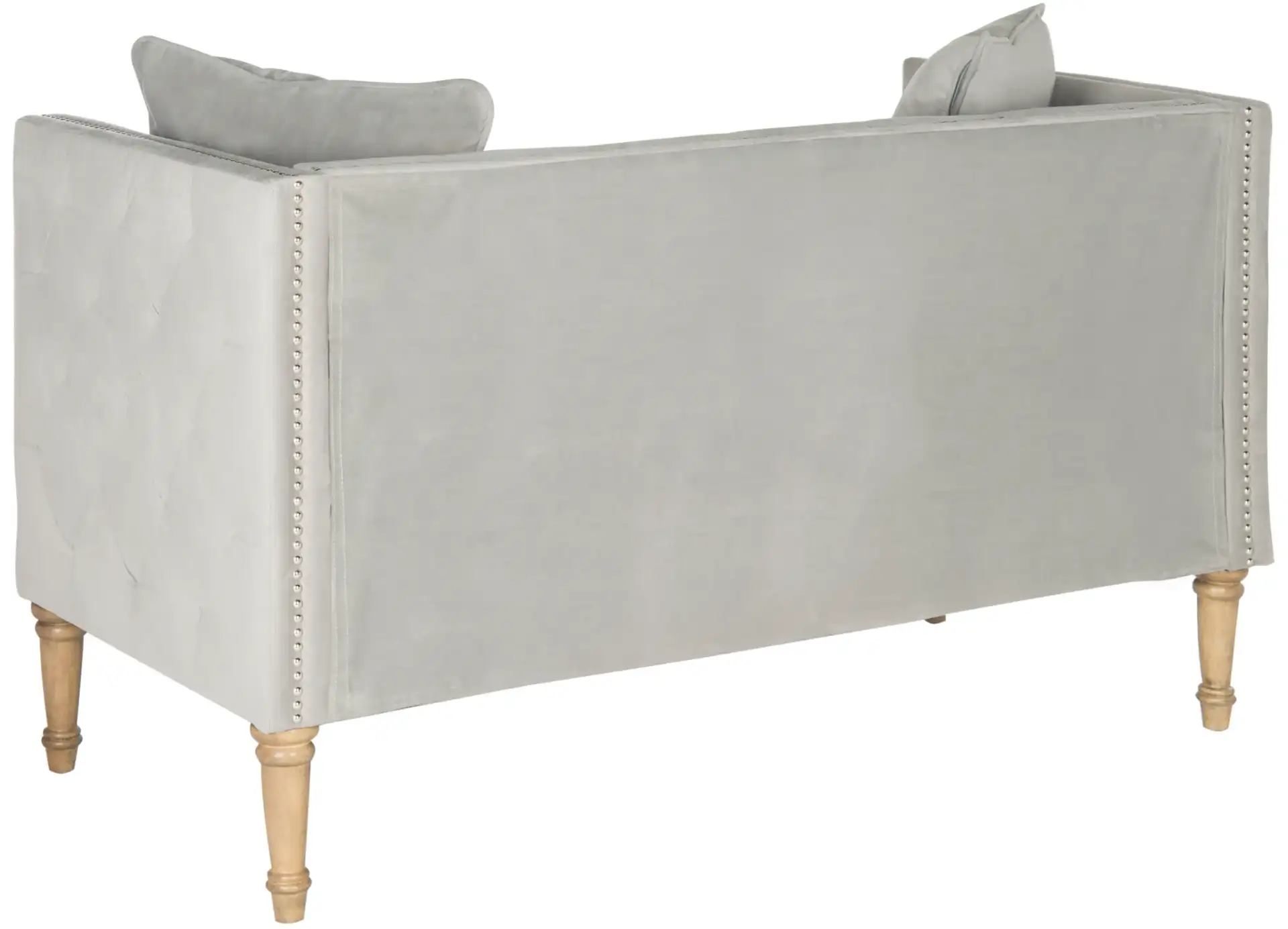 Sarah Settee With Throw Pillow in Gray, detail view