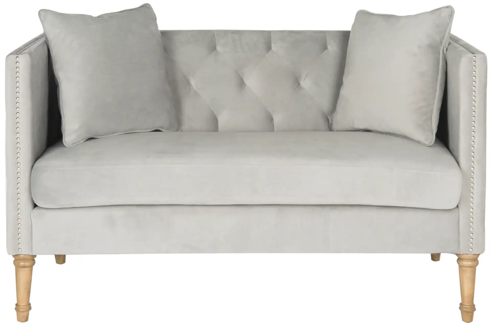 Sarah Settee With Throw Pillow in Gray