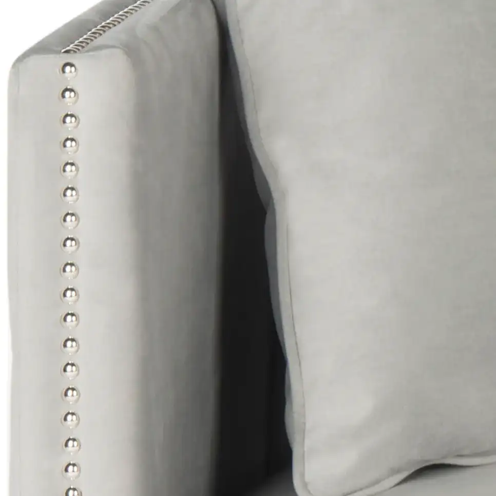 Sarah Settee With Throw Pillow in Gray, detail view