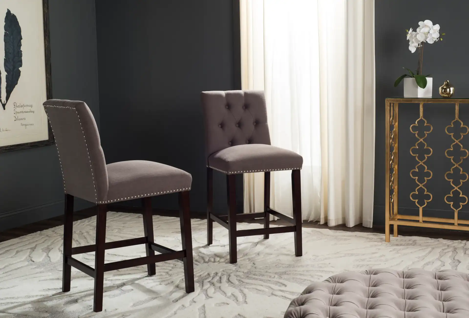 Norah Counterstool (Set Of 2) in Dark Taupe in a styled room