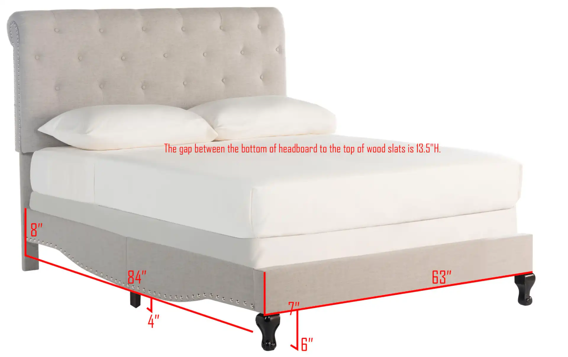 Hathaway Bed in Taupe, detail view