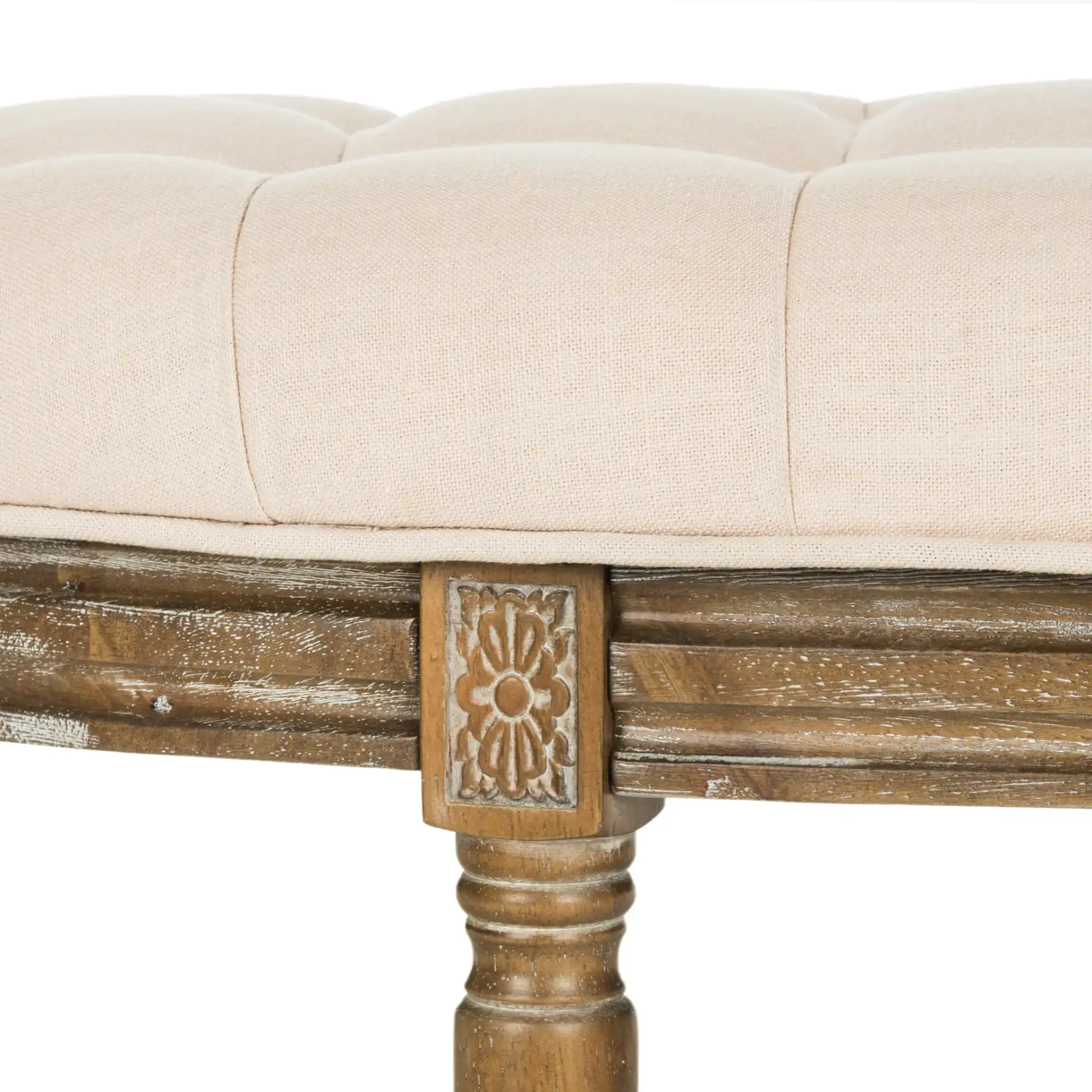Abilene Semi-Circle Bench in Gray / Rustic Oak in a styled room