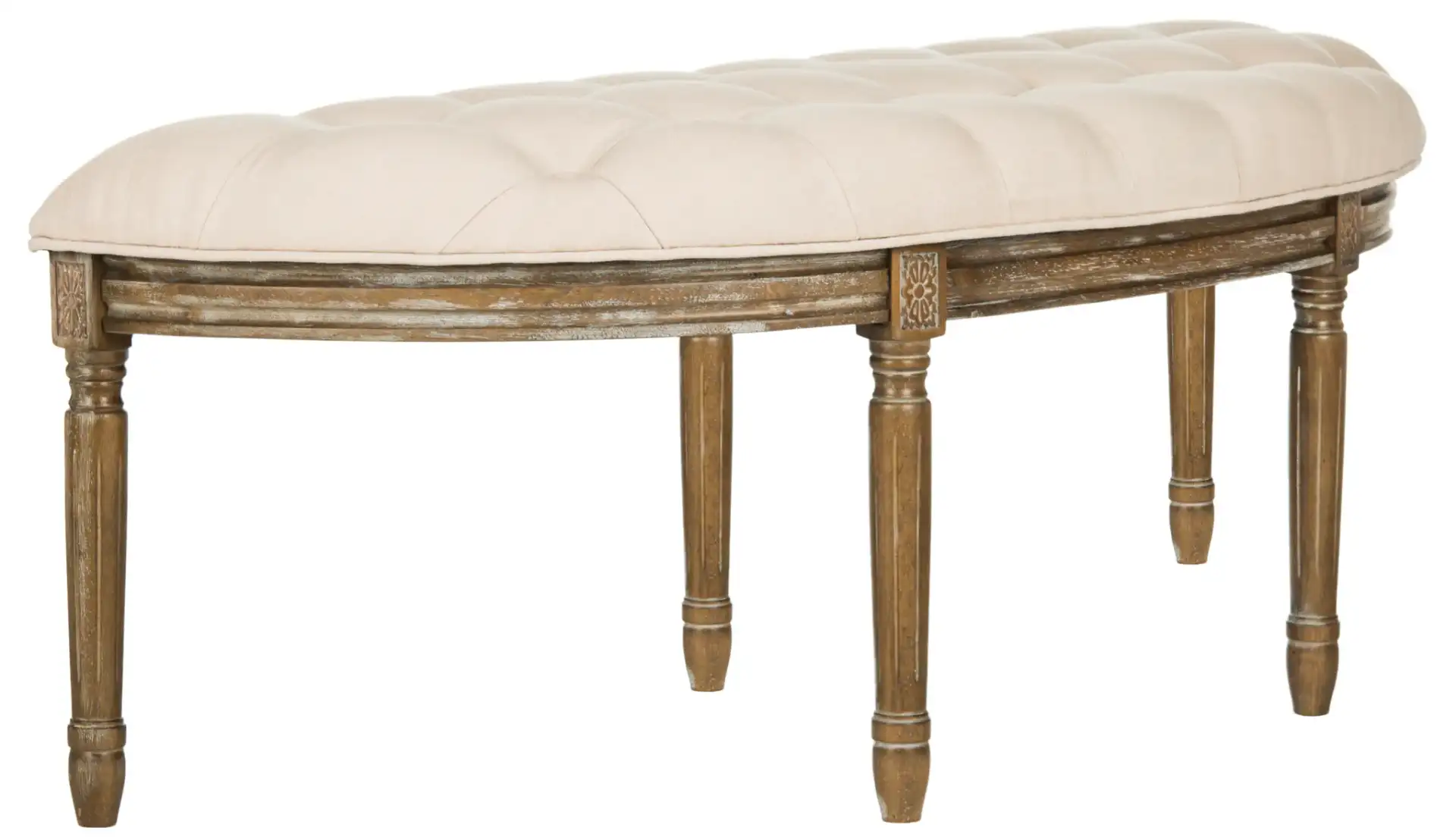 Abilene Semi-Circle Bench in Gray / Rustic Oak, detail view