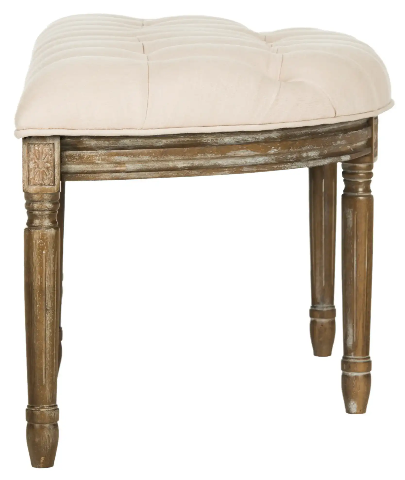 Abilene Semi-Circle Bench in Gray / Rustic Oak, detail view