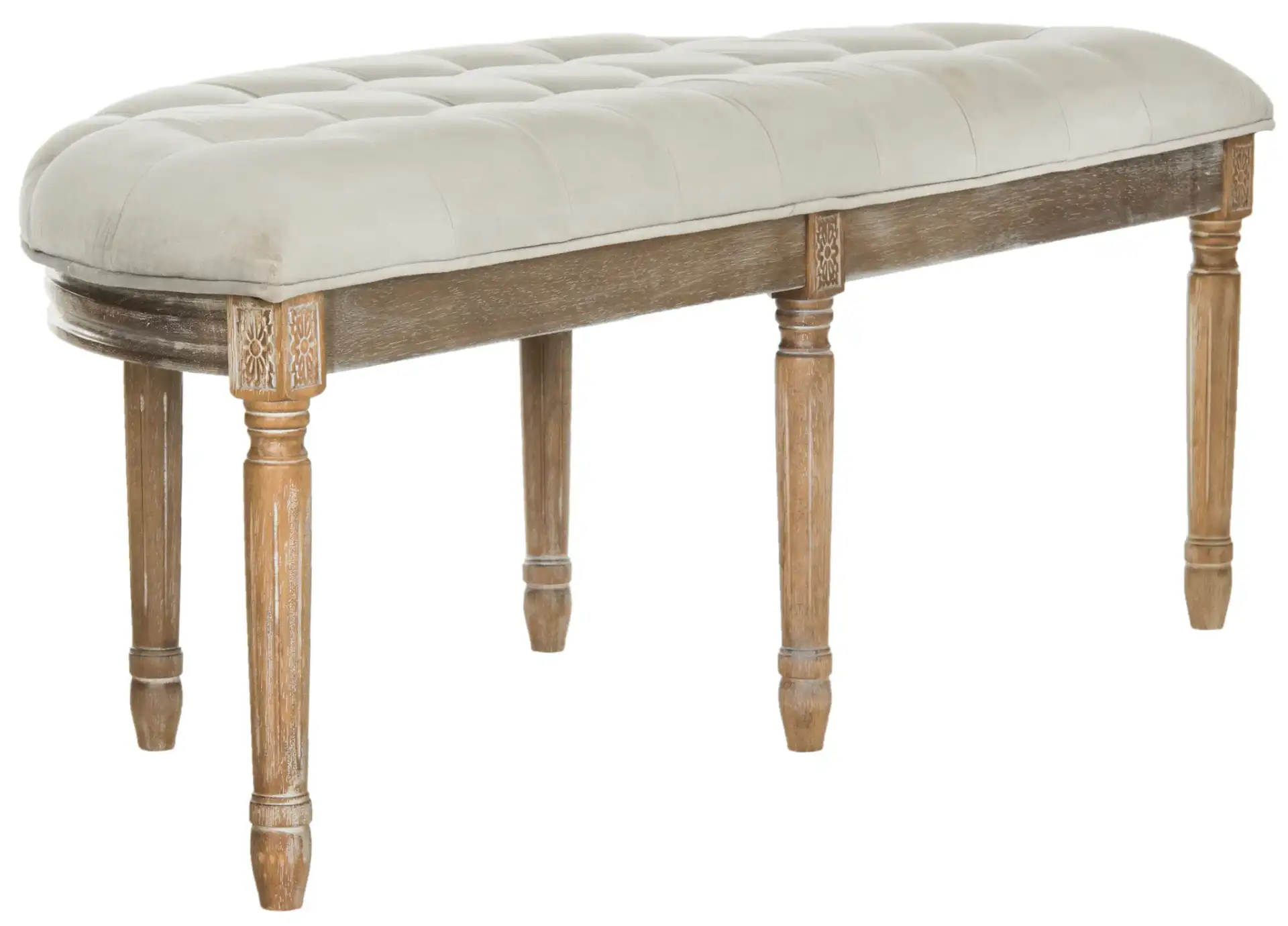 Abilene Semi-Circle Bench in Gray / Rustic Oak, detail view