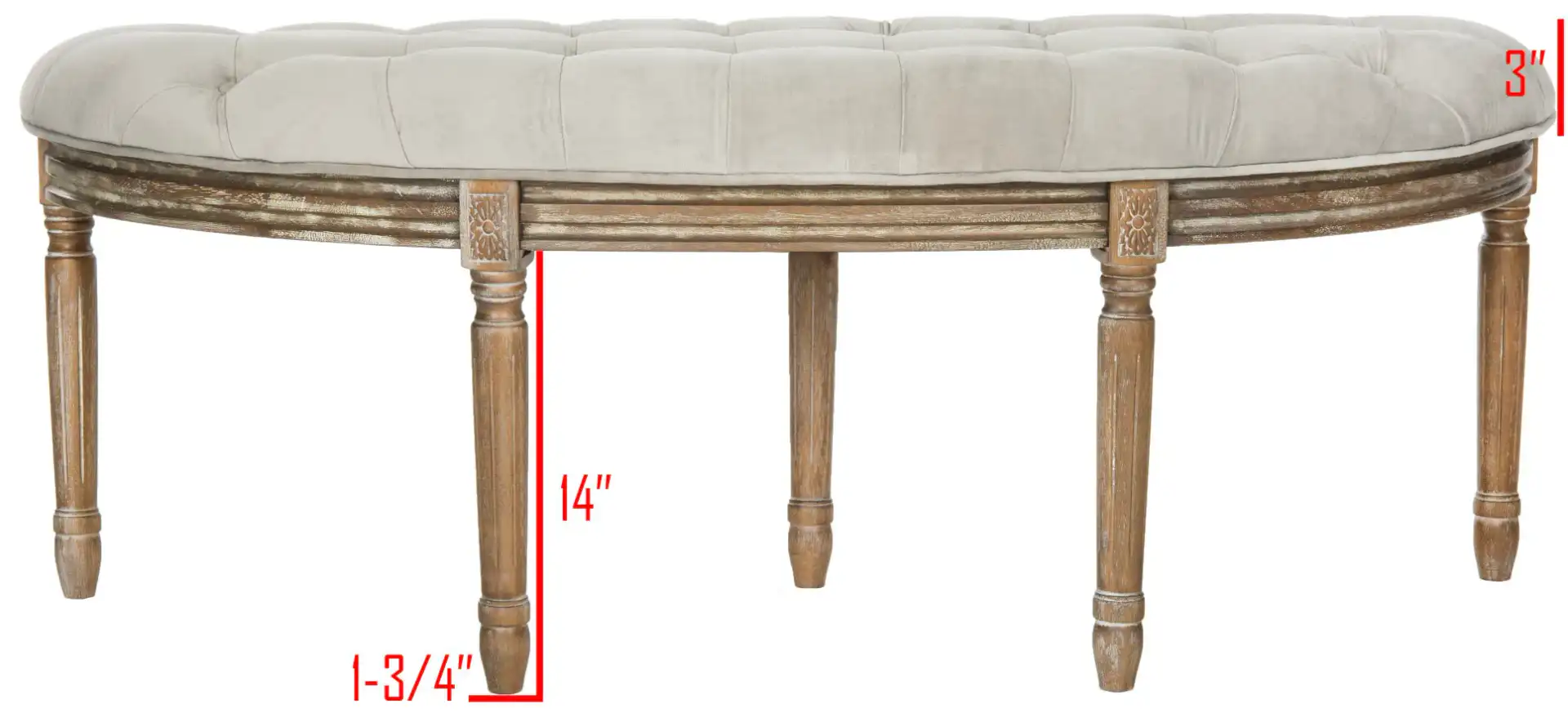 Abilene Semi-Circle Bench in Gray / Rustic Oak, detail view
