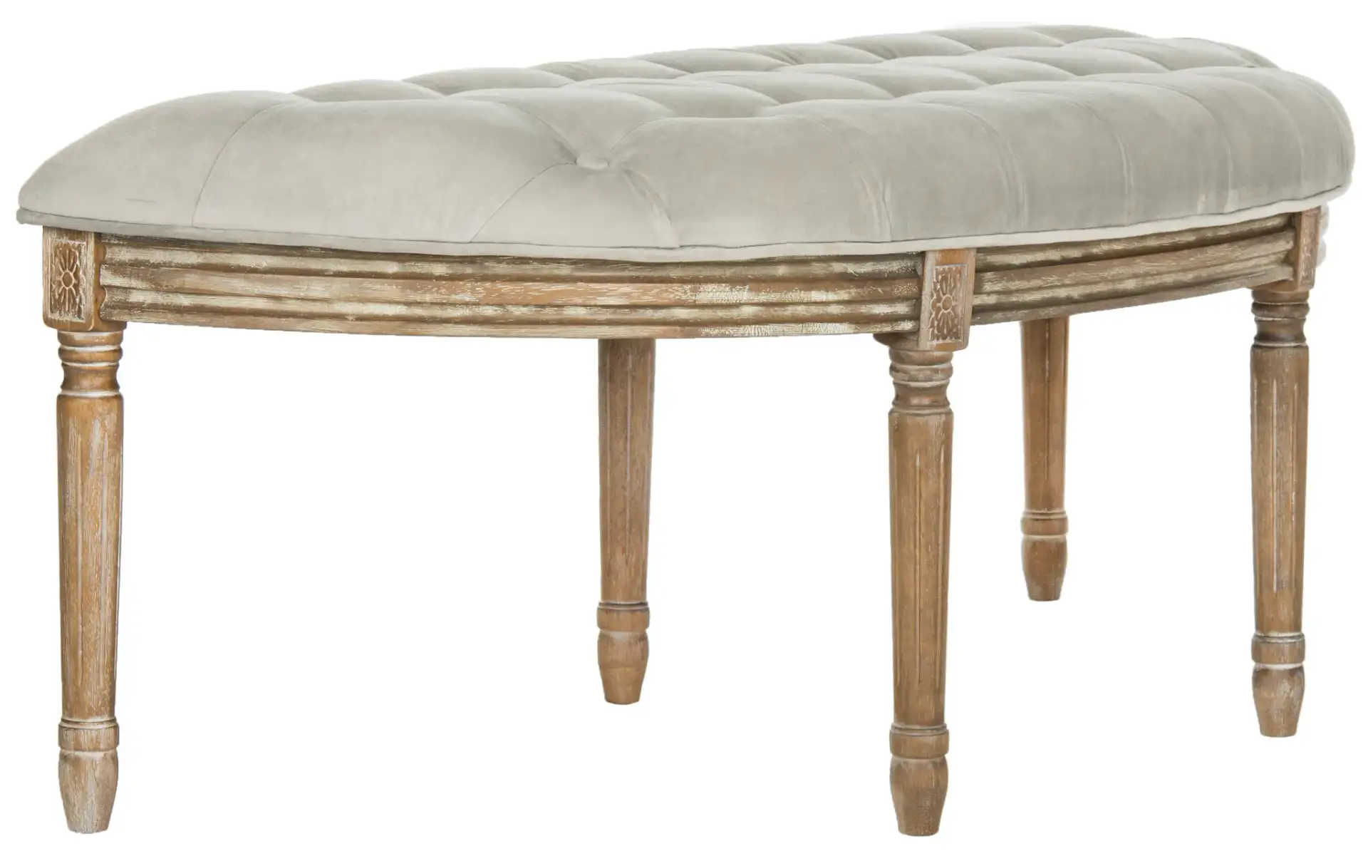 Abilene Semi-Circle Bench in Gray / Rustic Oak