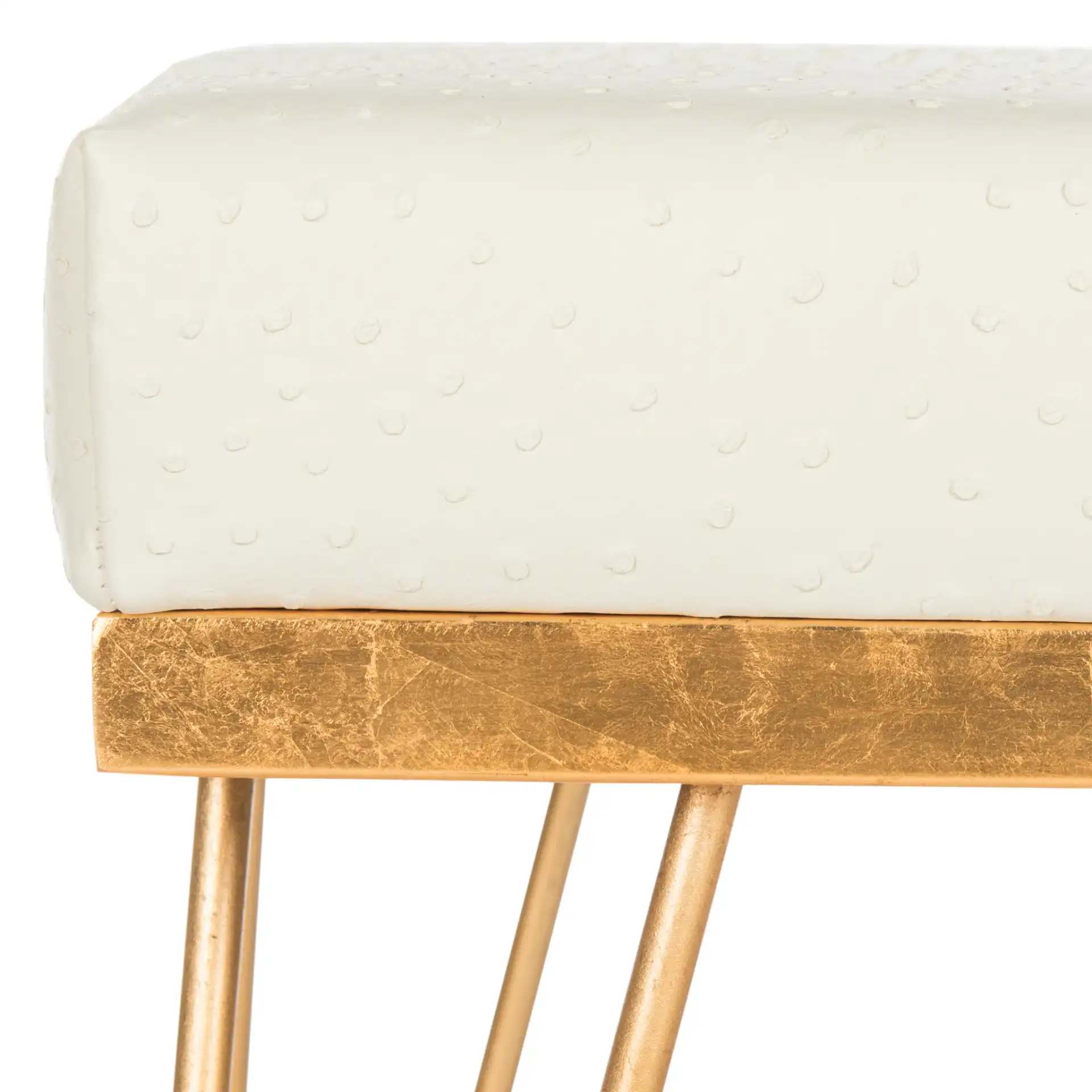 Jenine Square Bench in Cream / Gold in a styled room